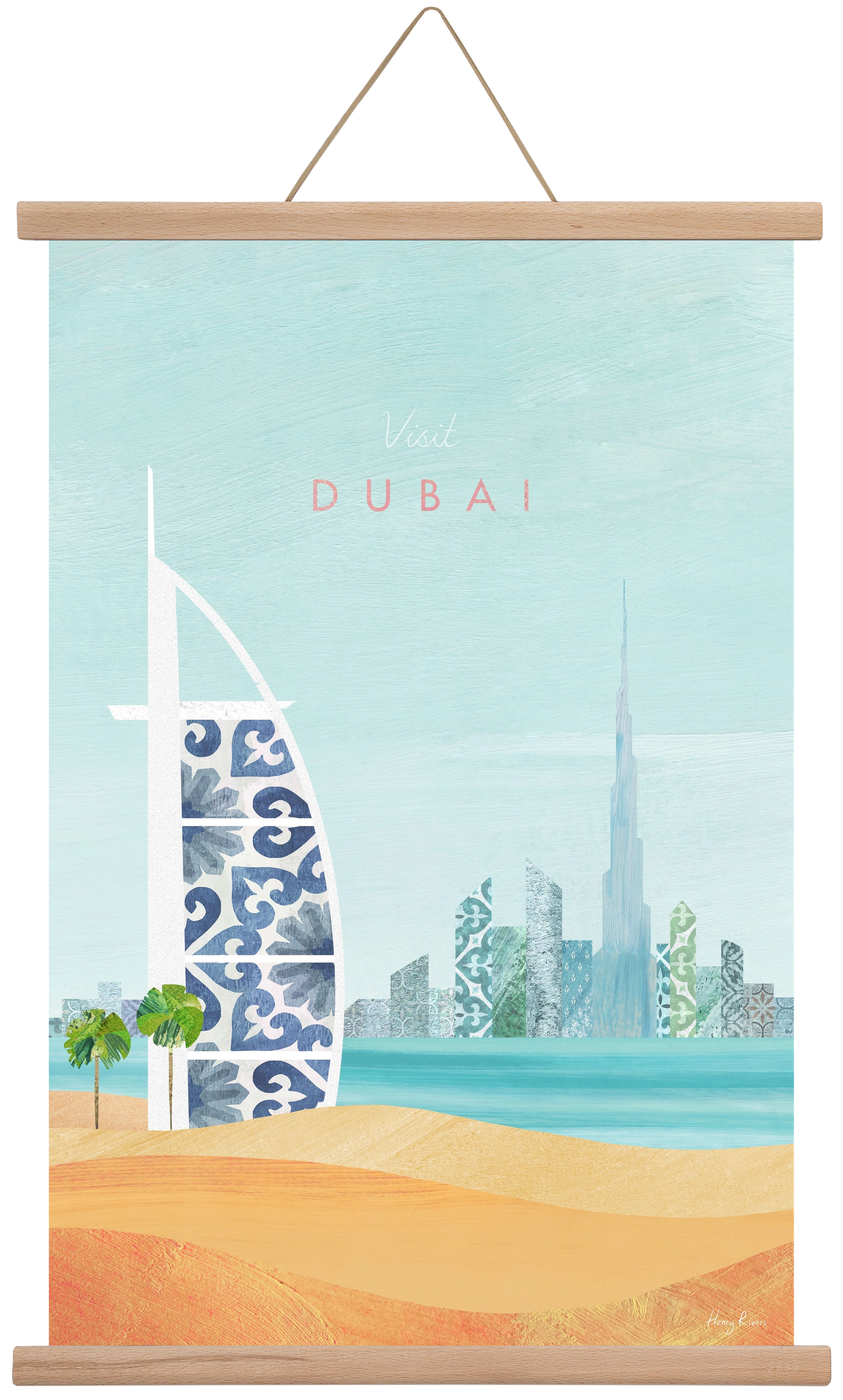 Dubai Travel Poster, 40x60 cm (40x60 cm), Tölgy akasztó