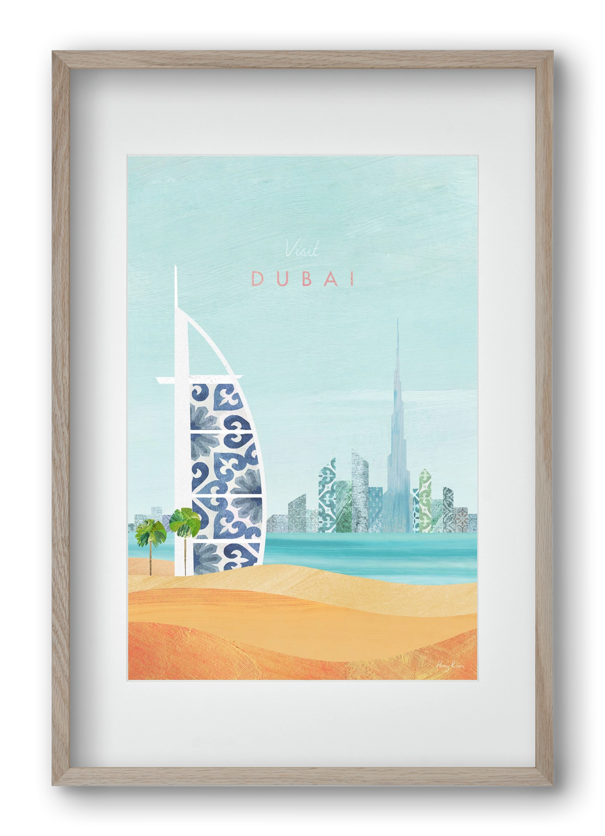 Dubai Travel Poster, 40x60 cm (30x45 cm), Tölgy keret, paszpartuval