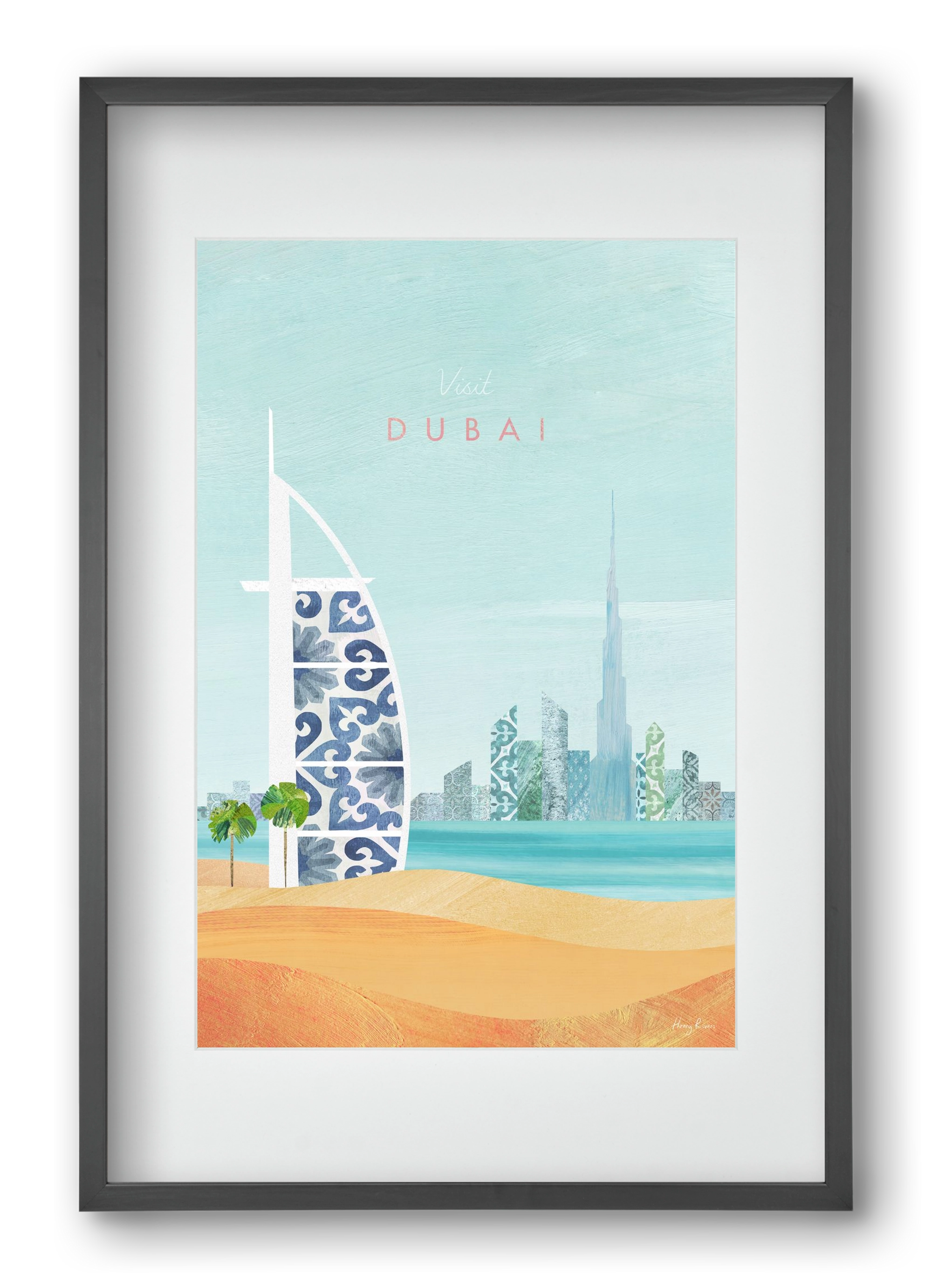 Dubai Travel Poster, 40x60 cm (30x45 cm), Fekete keret, paszpartuval