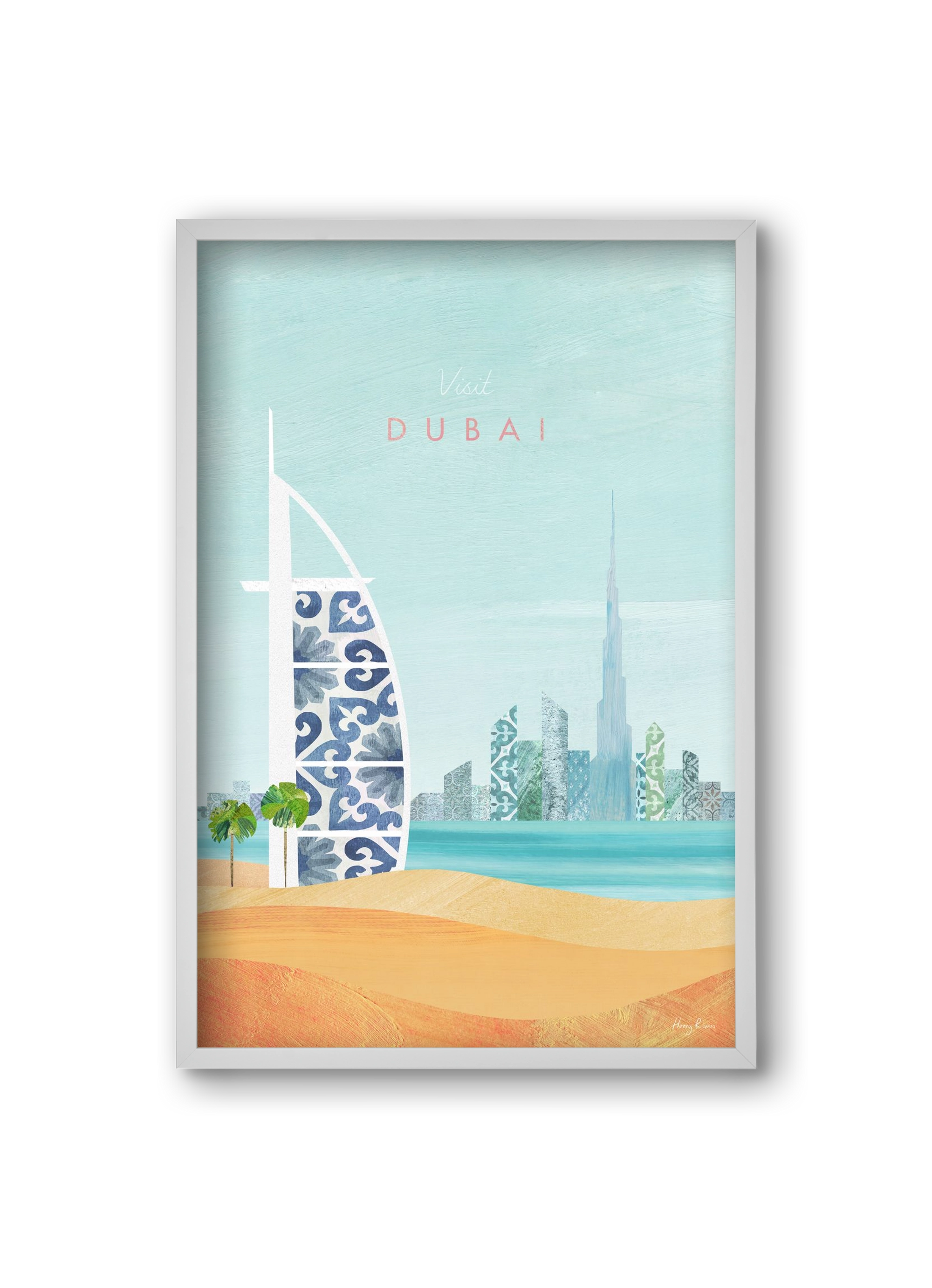 Dubai Travel Poster, 20x30 cm (20x30 cm), Fehér keret
