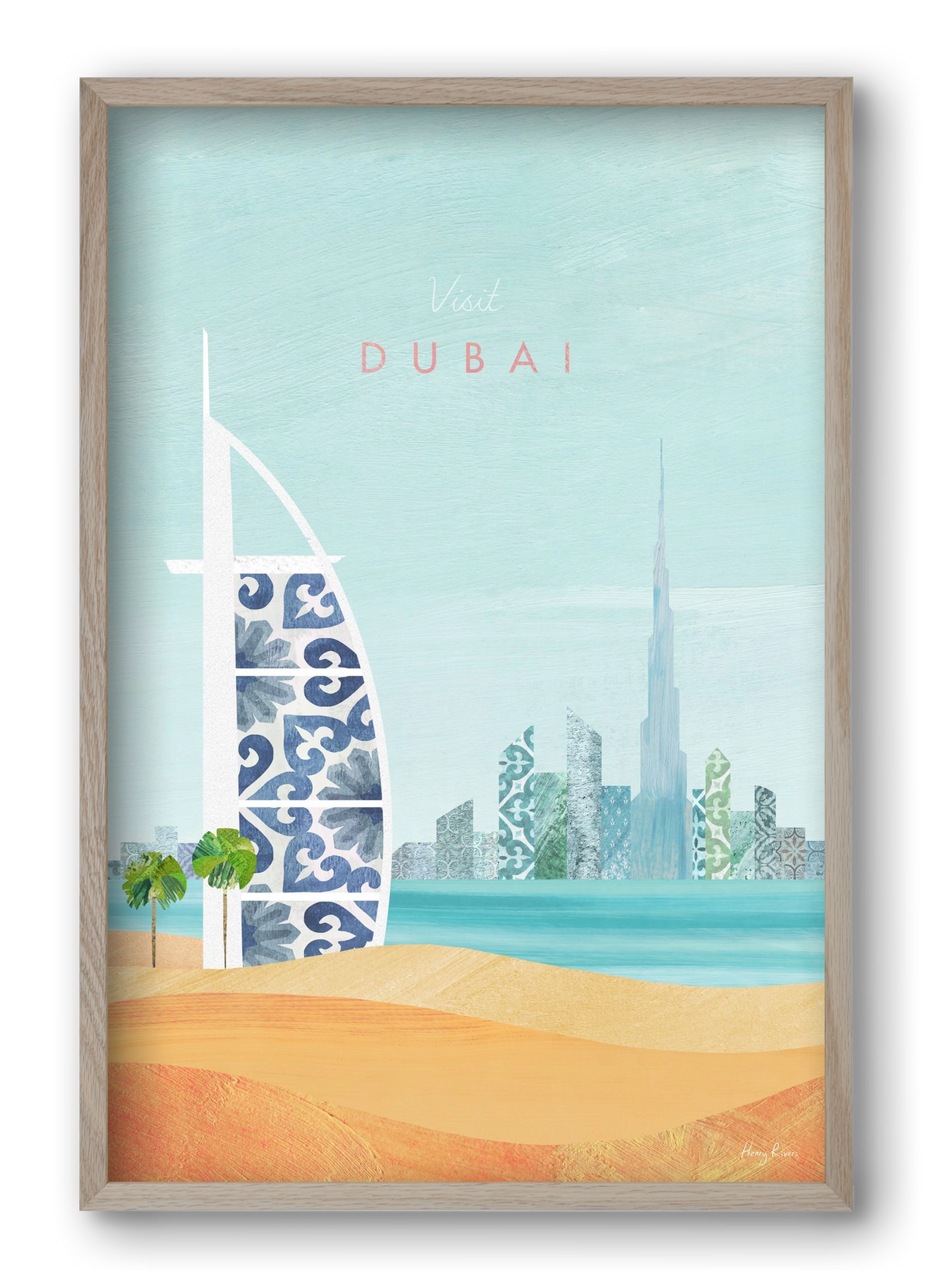 Dubai Travel Poster, 40x60 cm (40x60 cm), Tölgy keret