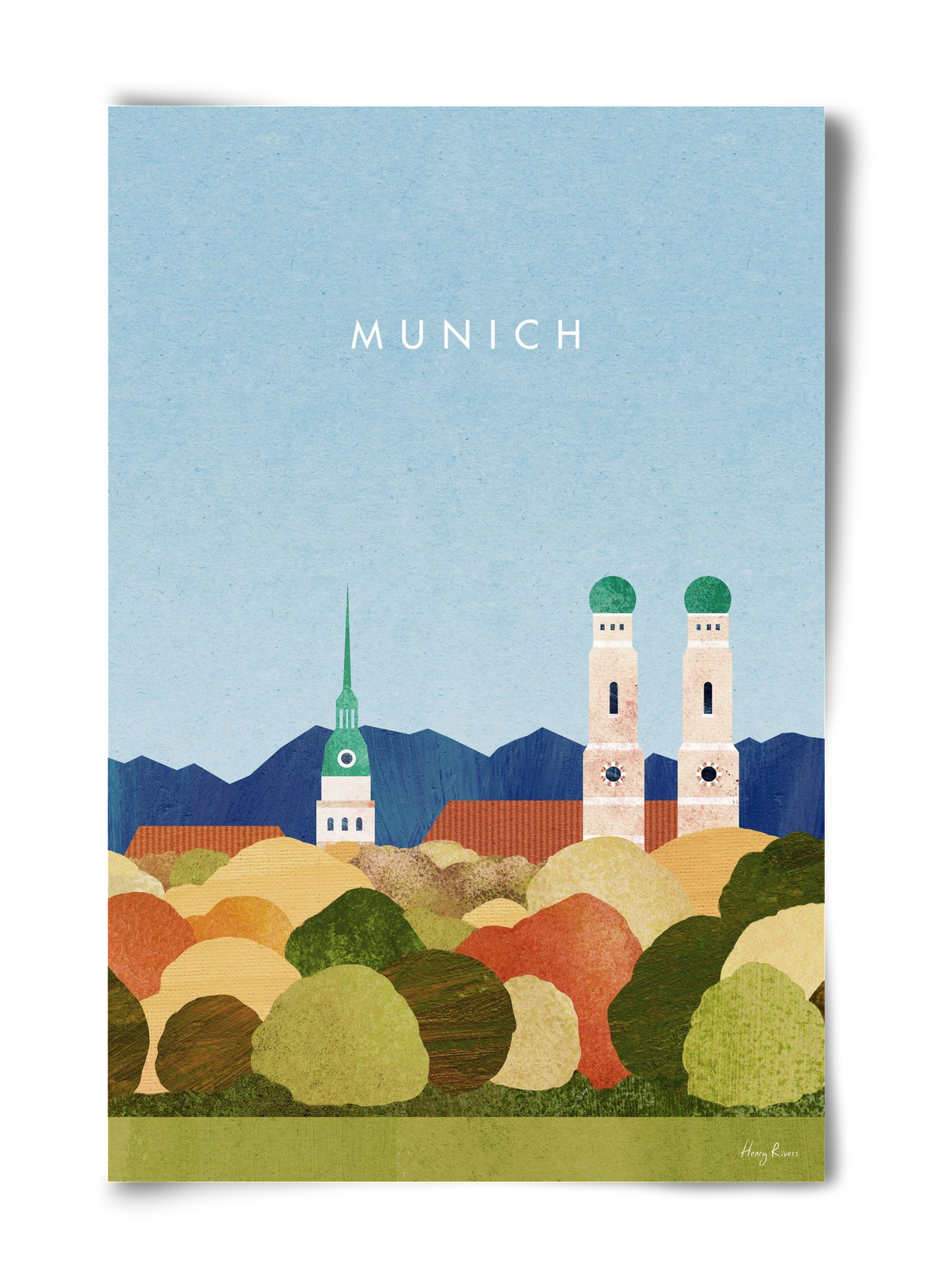 Munich Travel Poster, 40x60 cm, Keret nélkül
