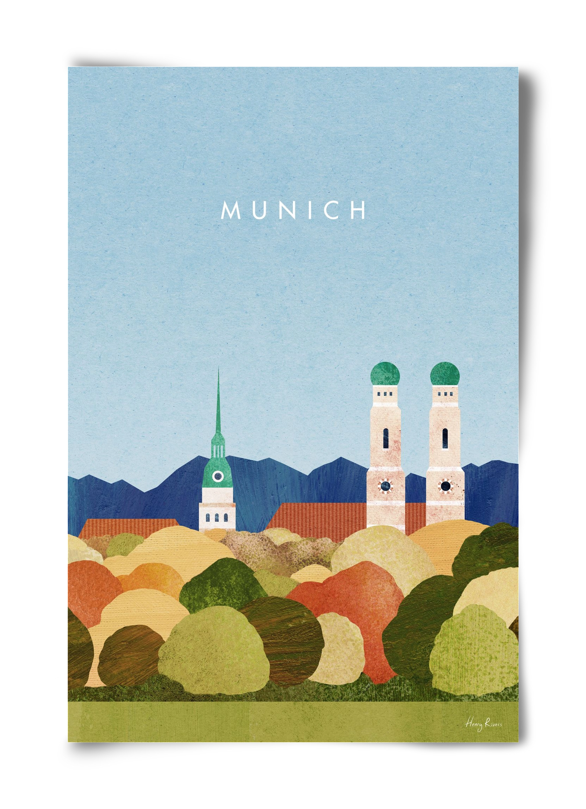 Munich Travel Poster, 40x60 cm, Keret nélkül