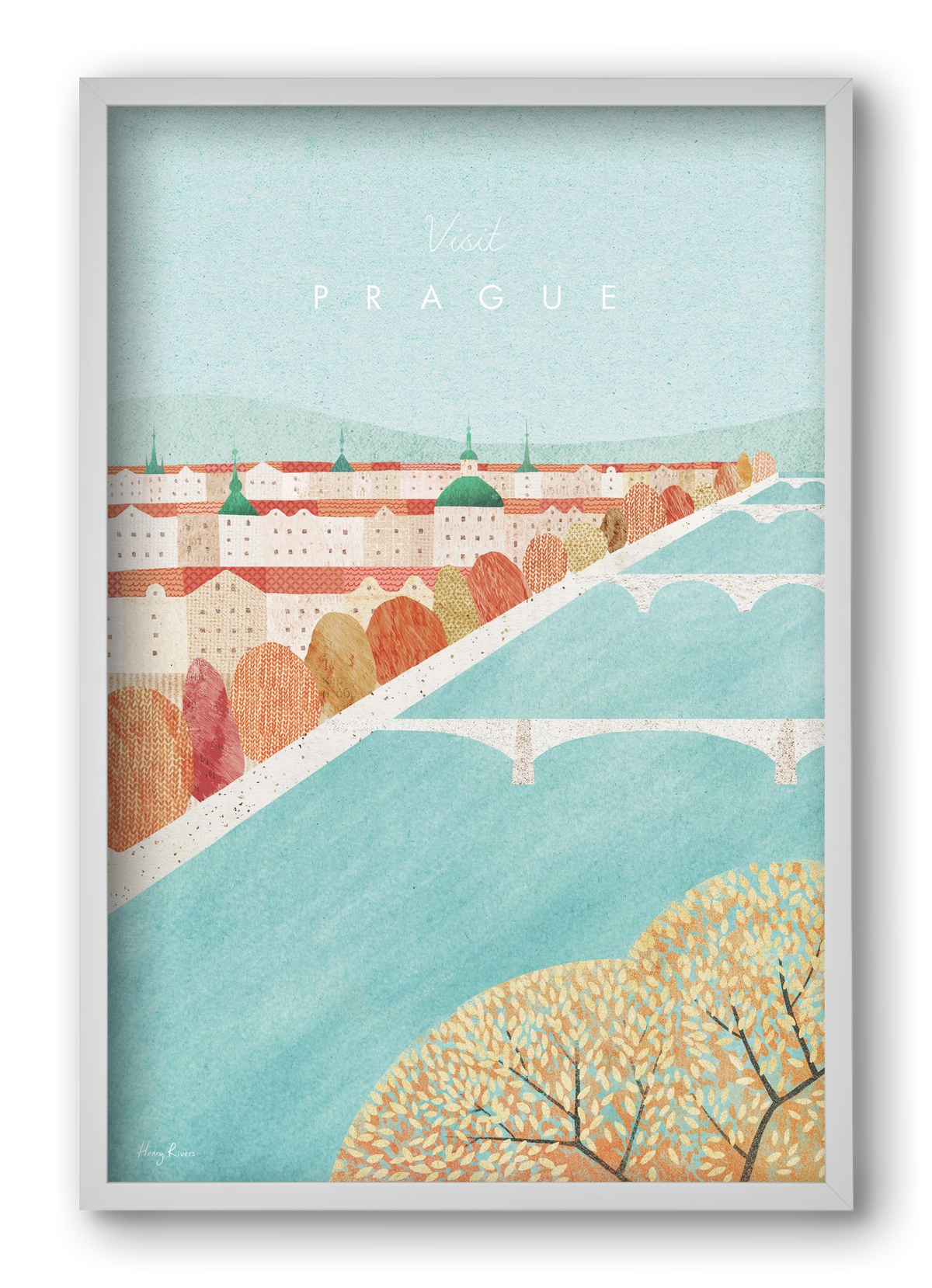 Prague Travel Poster, 40x60 cm (40x60 cm), Fehér keret