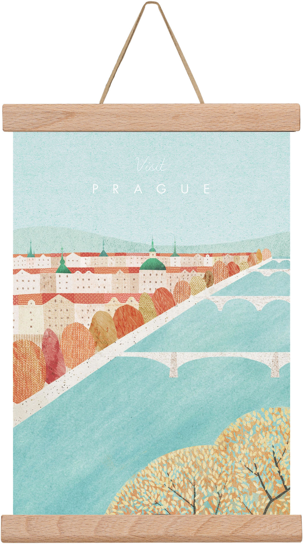 Prague Travel Poster, 20x30 cm (20x30 cm), Tölgy akasztó
