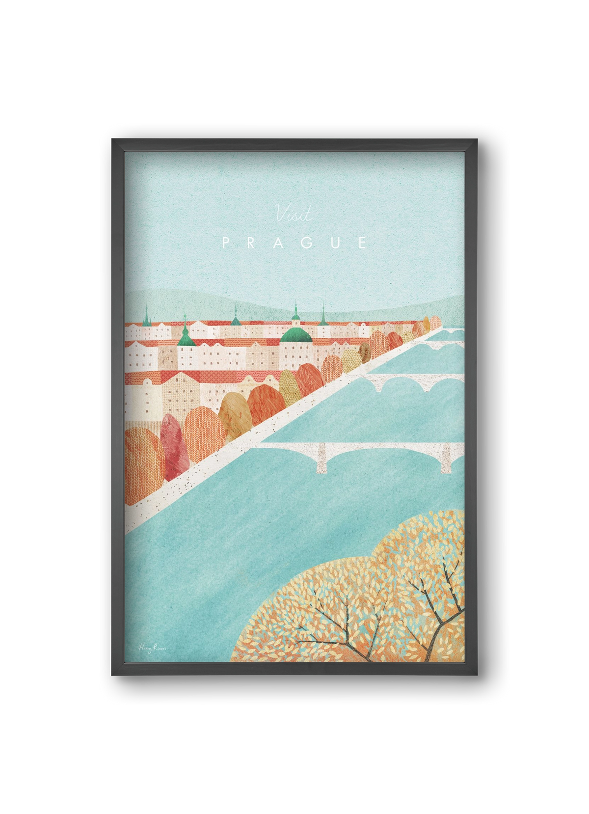 Prague Travel Poster, 20x30 cm (20x30 cm), Fekete keret