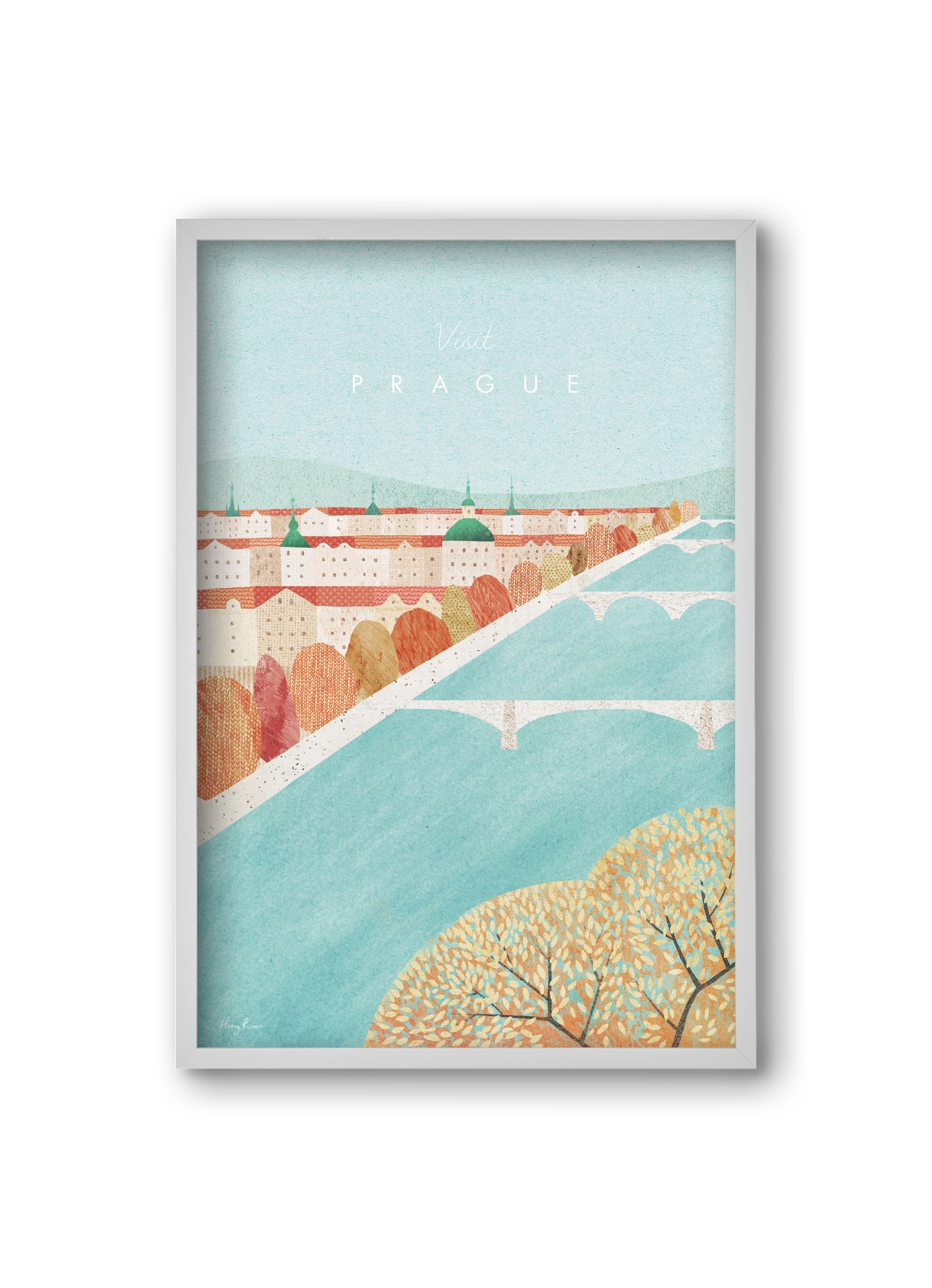 Prague Travel Poster, 20x30 cm (20x30 cm), Fehér keret