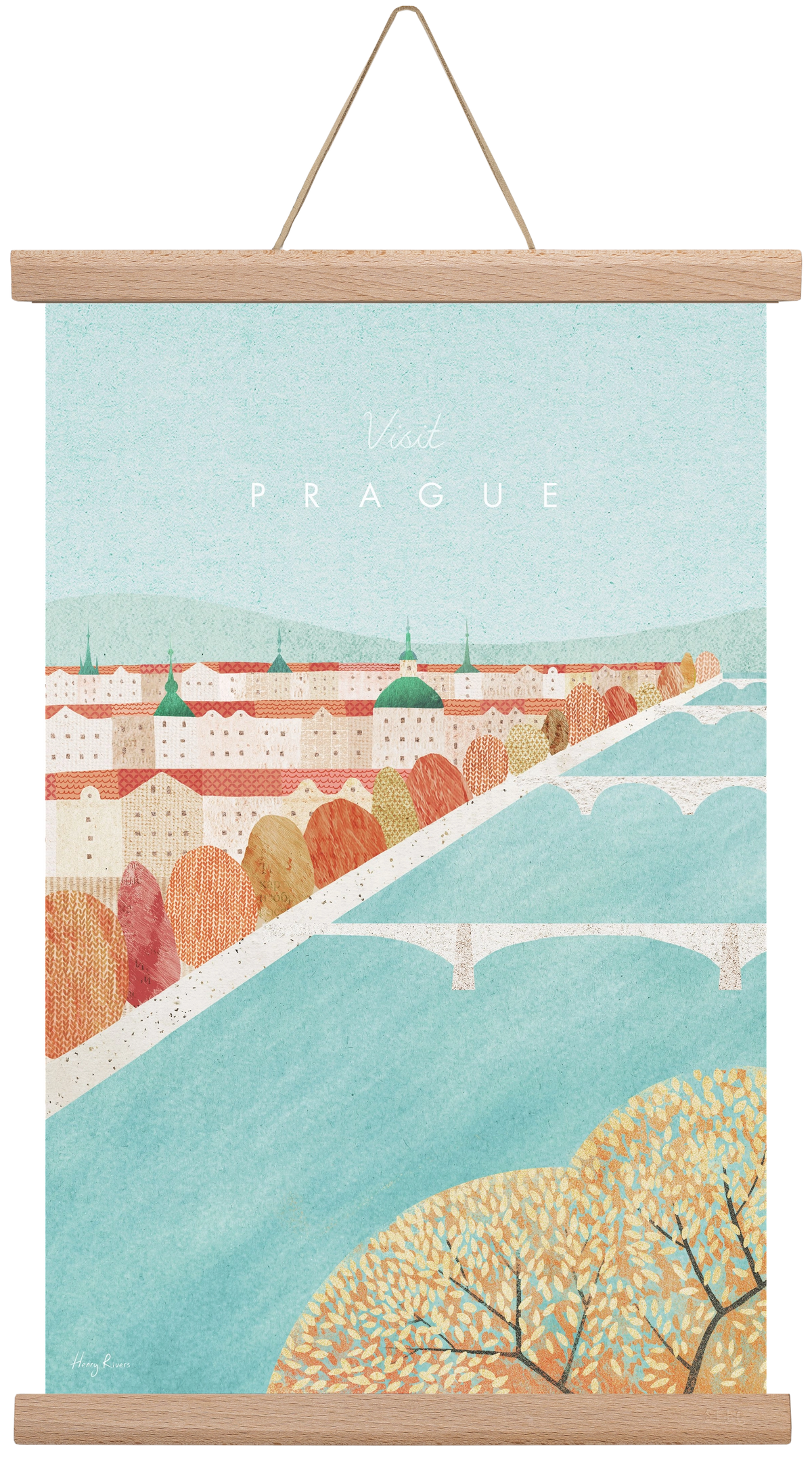 Prague Travel Poster, 30x45 cm (30x45 cm), Tölgy akasztó