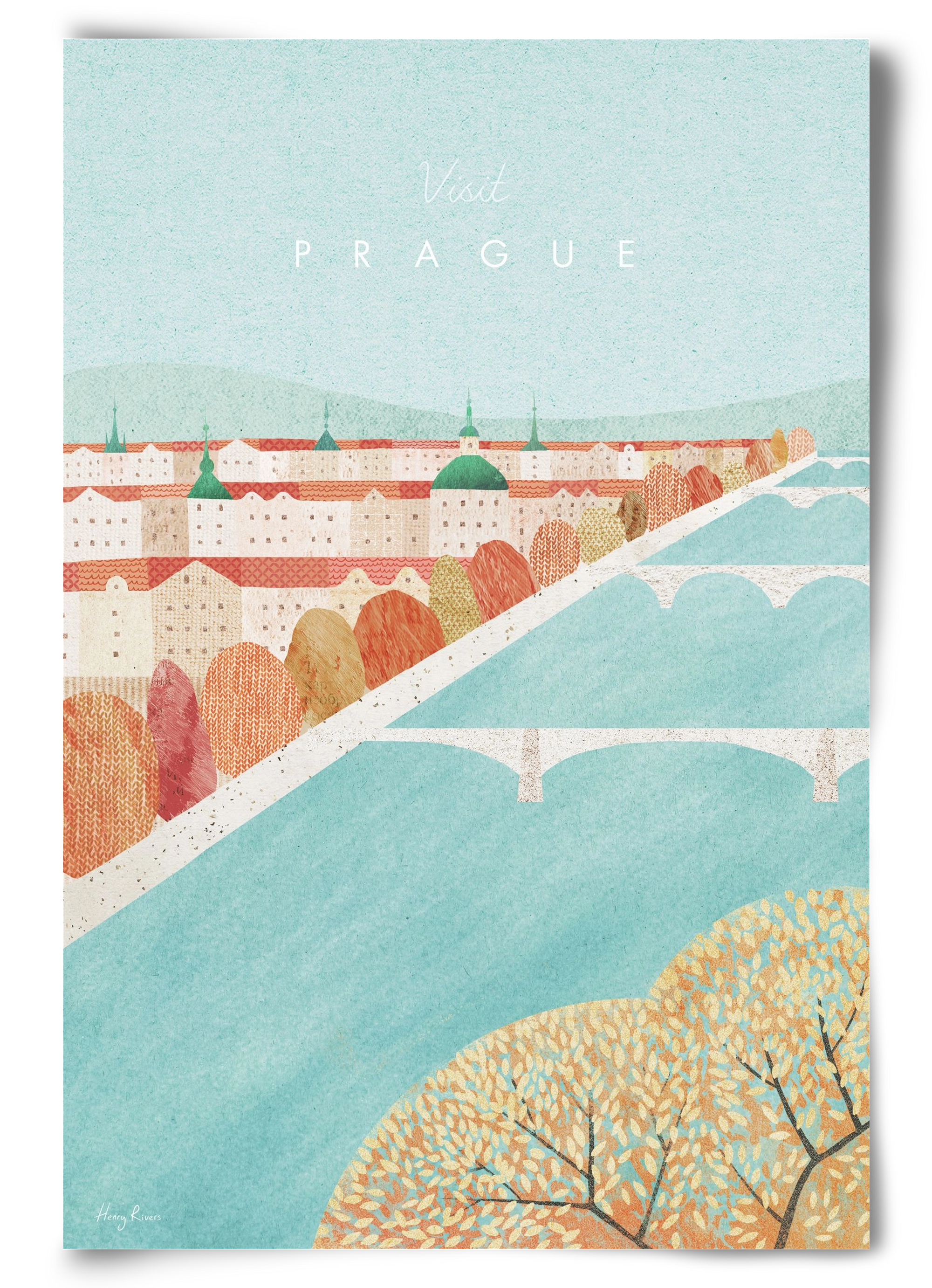 Prague Travel Poster, 60x90 cm, Keret nélkül