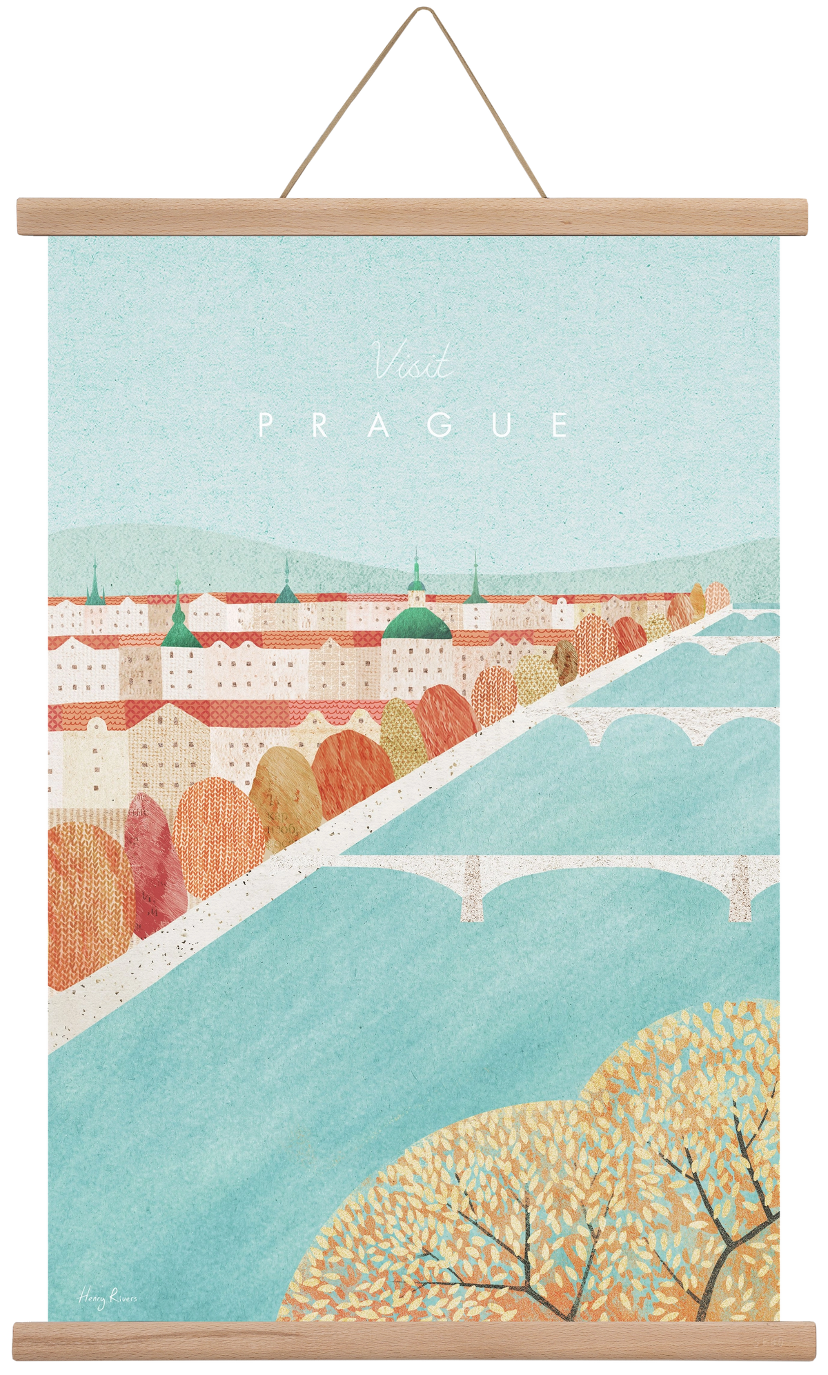 Prague Travel Poster, 40x60 cm (40x60 cm), Tölgy akasztó