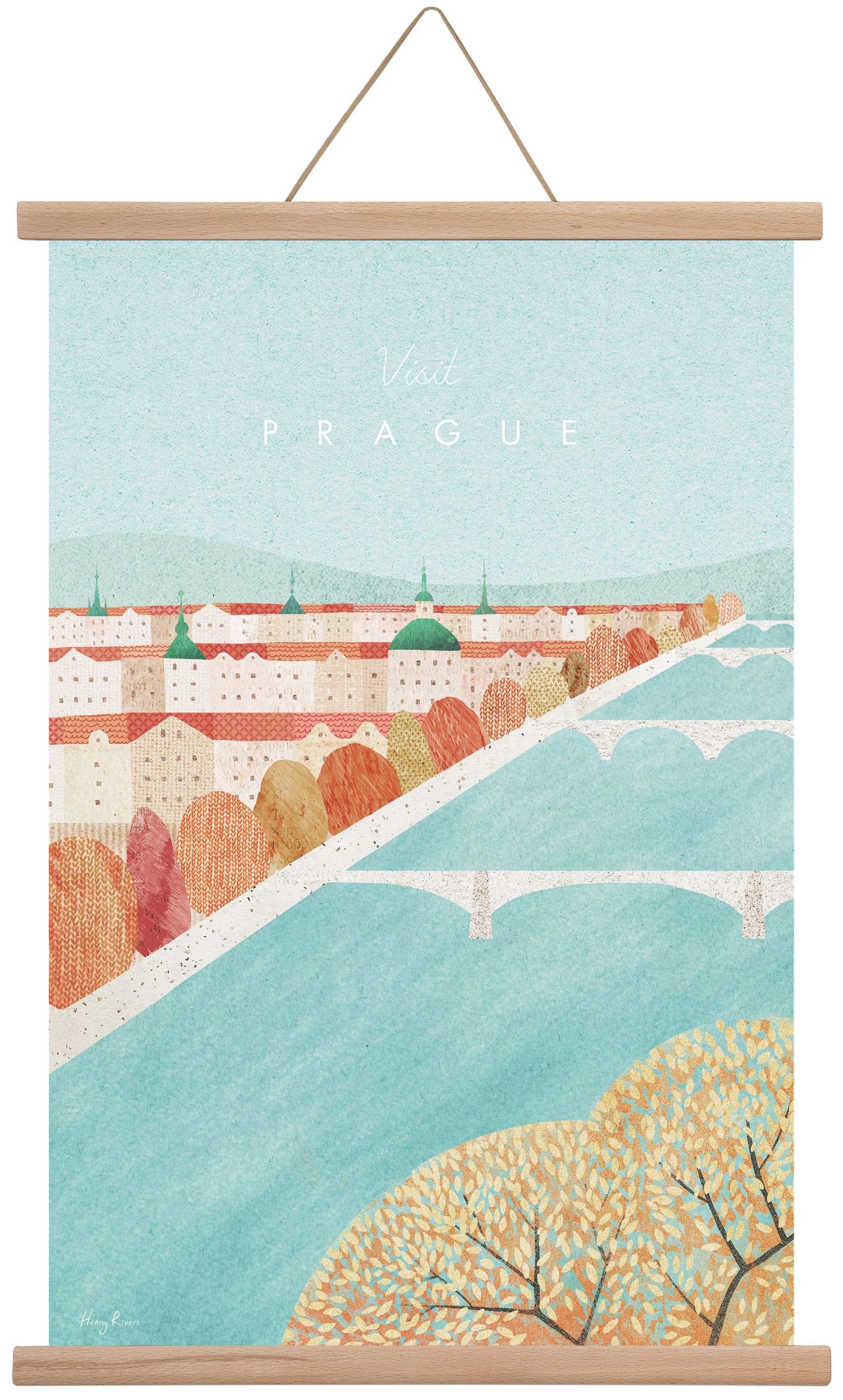 Prague Travel Poster, 40x60 cm (40x60 cm), Tölgy akasztó