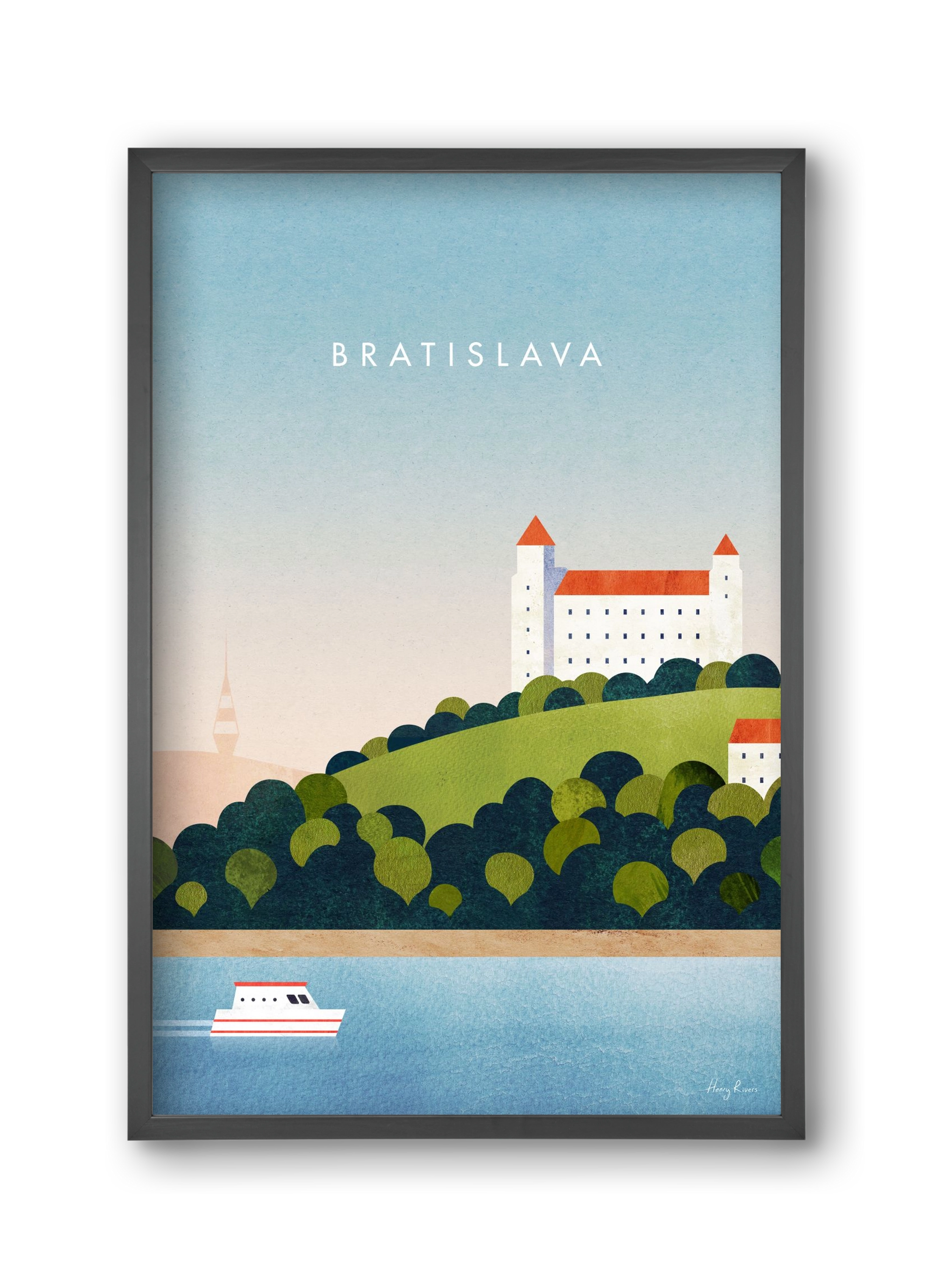 Bratislava Travel Poster, 30x45 cm (30x45 cm), Fekete keret