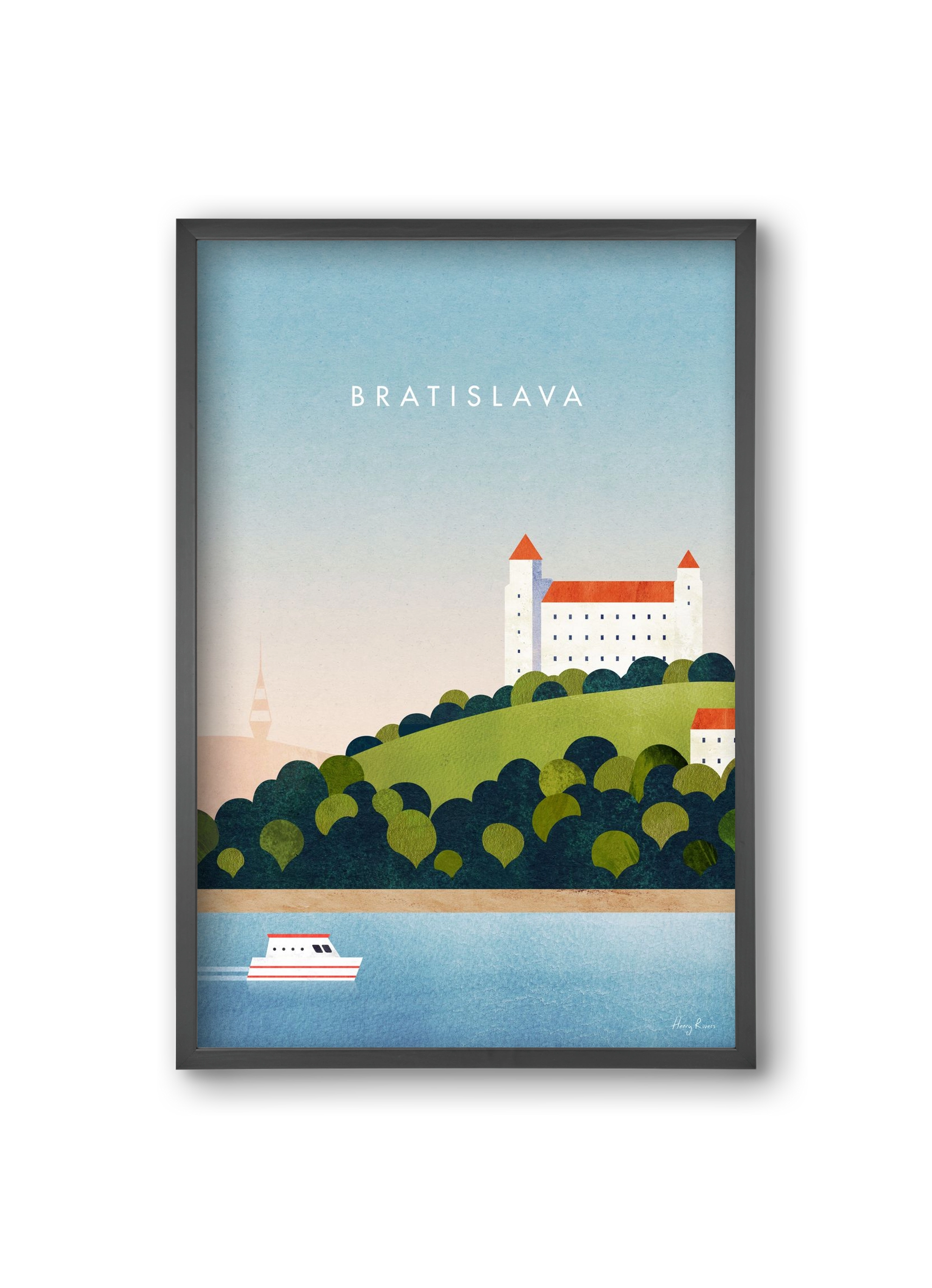 Bratislava Travel Poster, 20x30 cm (20x30 cm), Fekete keret