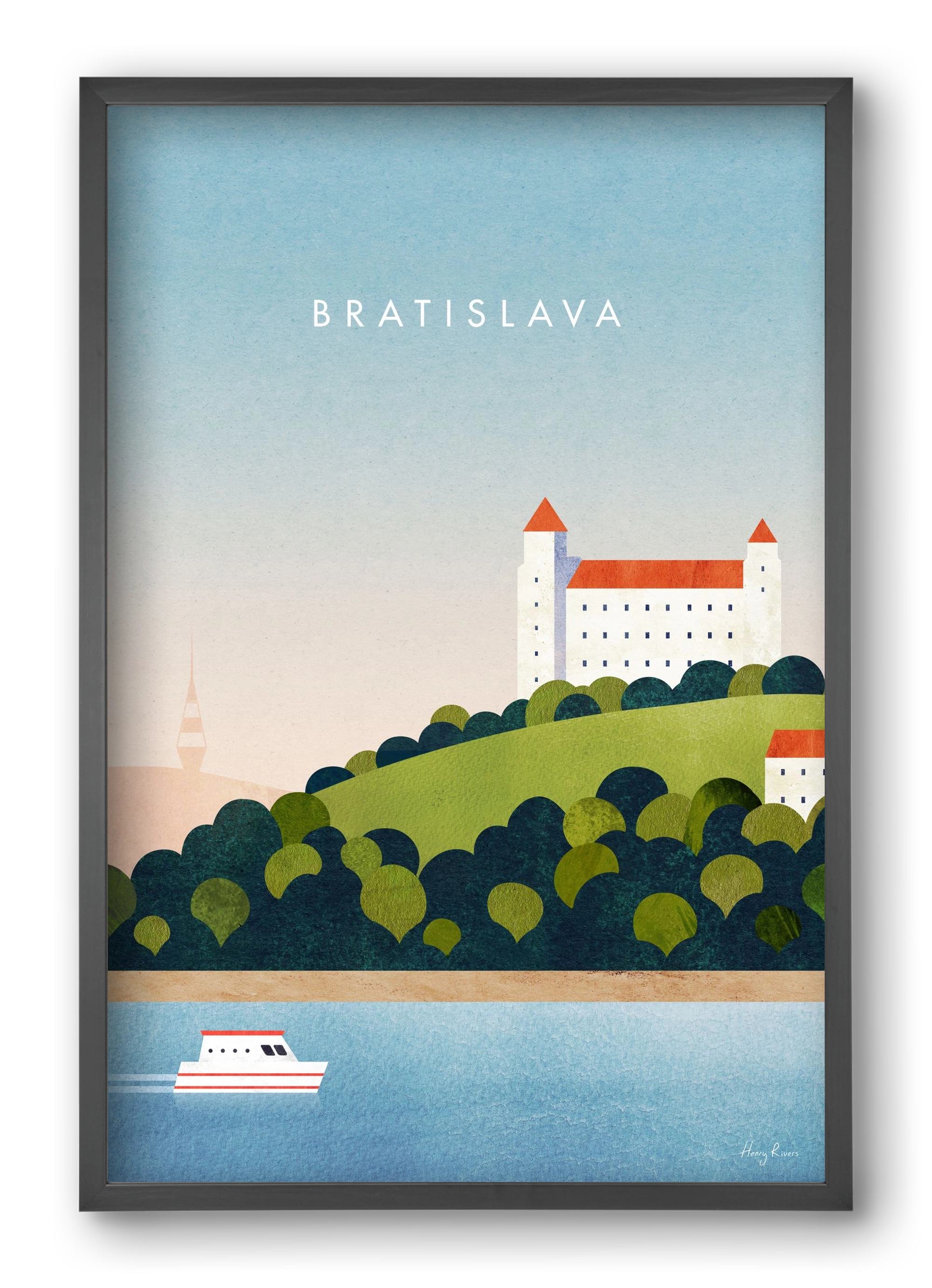 Bratislava Travel Poster, 40x60 cm (40x60 cm), Fekete keret