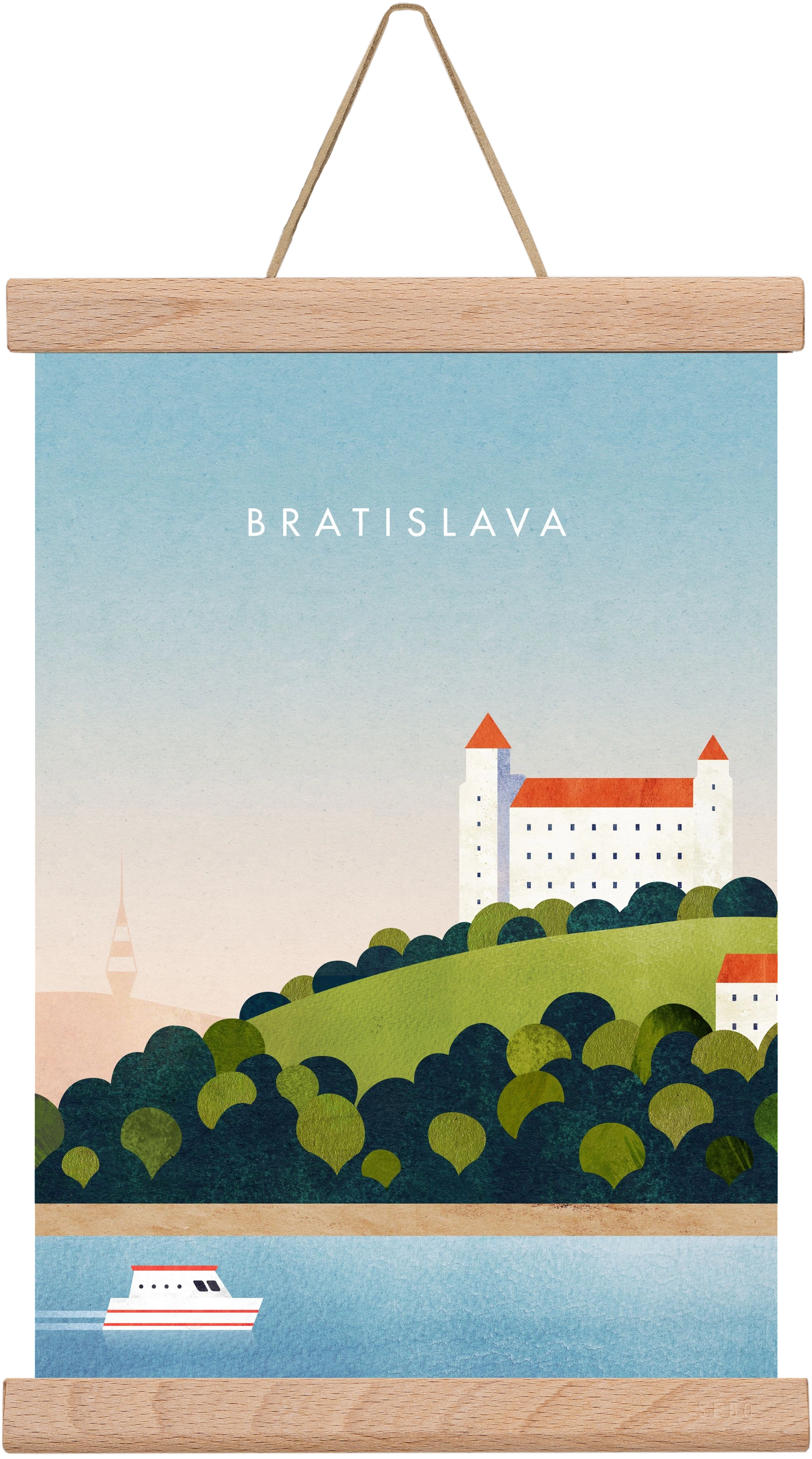 Bratislava Travel Poster, 20x30 cm (20x30 cm), Tölgy akasztó
