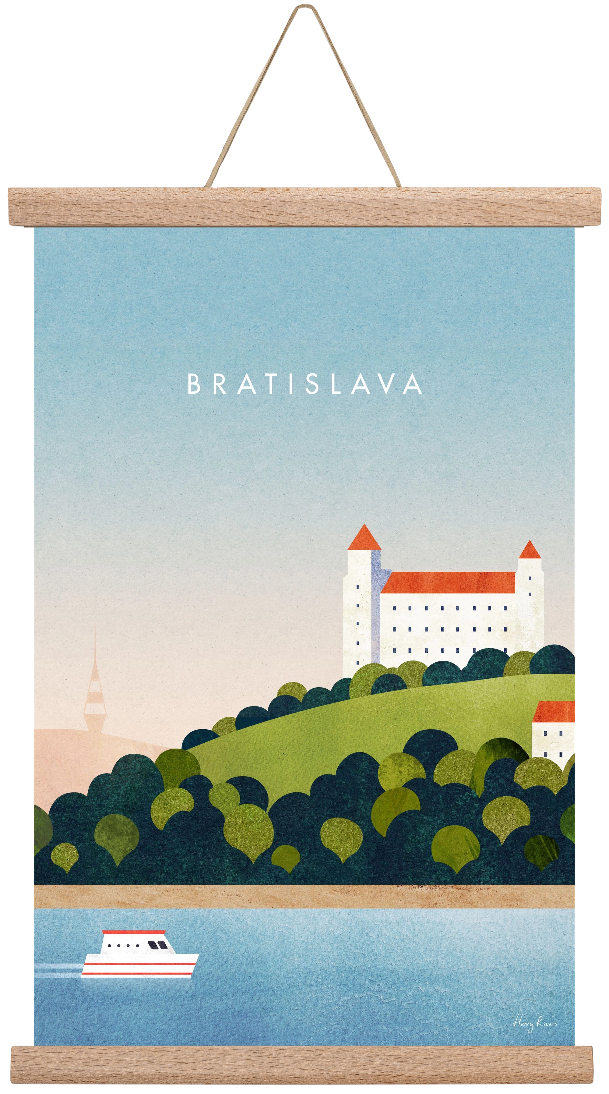 Bratislava Travel Poster, 30x45 cm (30x45 cm), Tölgy akasztó