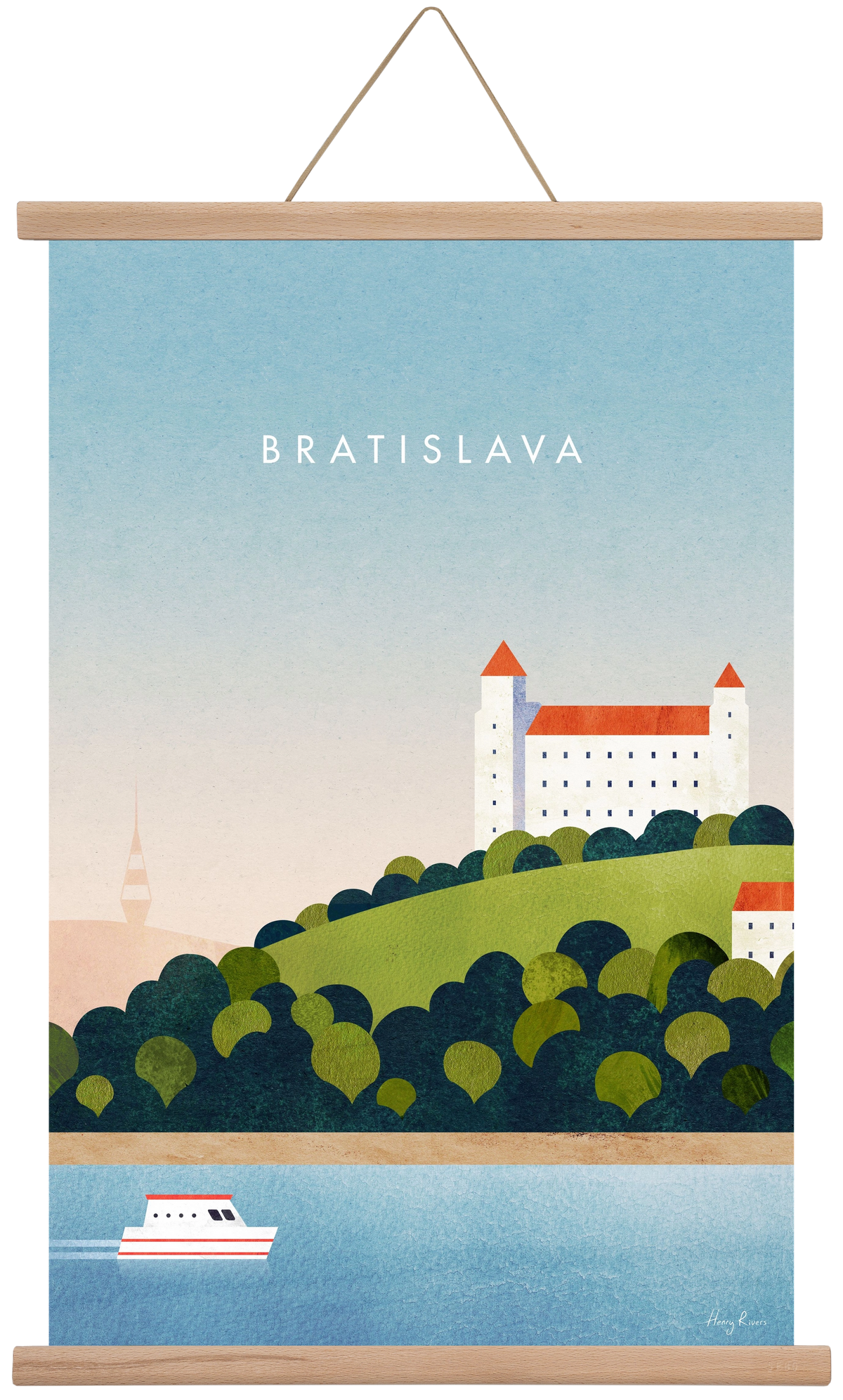Bratislava Travel Poster, 40x60 cm (40x60 cm), Tölgy akasztó