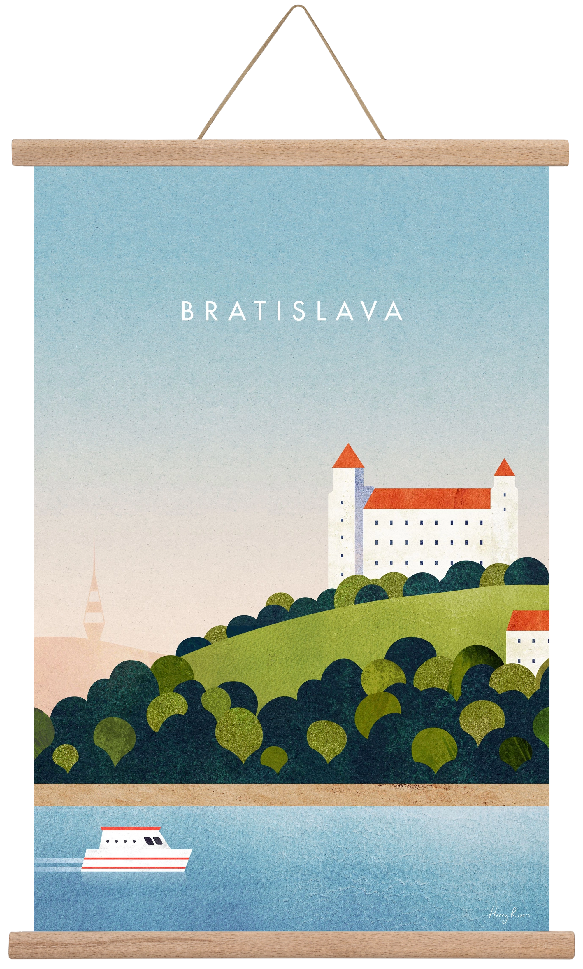 Bratislava Travel Poster, 40x60 cm (40x60 cm), Tölgy akasztó