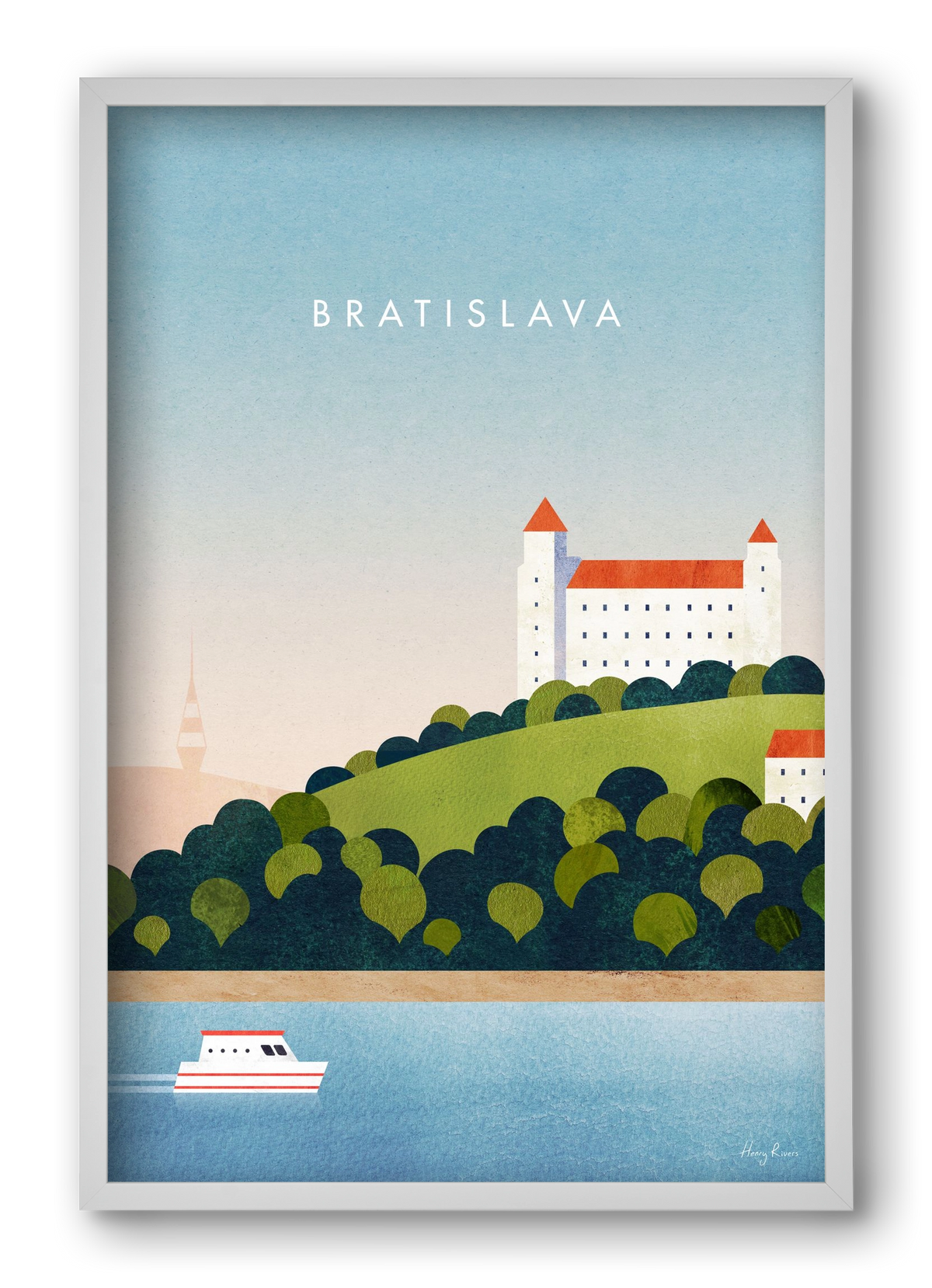 Bratislava Travel Poster, 40x60 cm (40x60 cm), Fehér keret