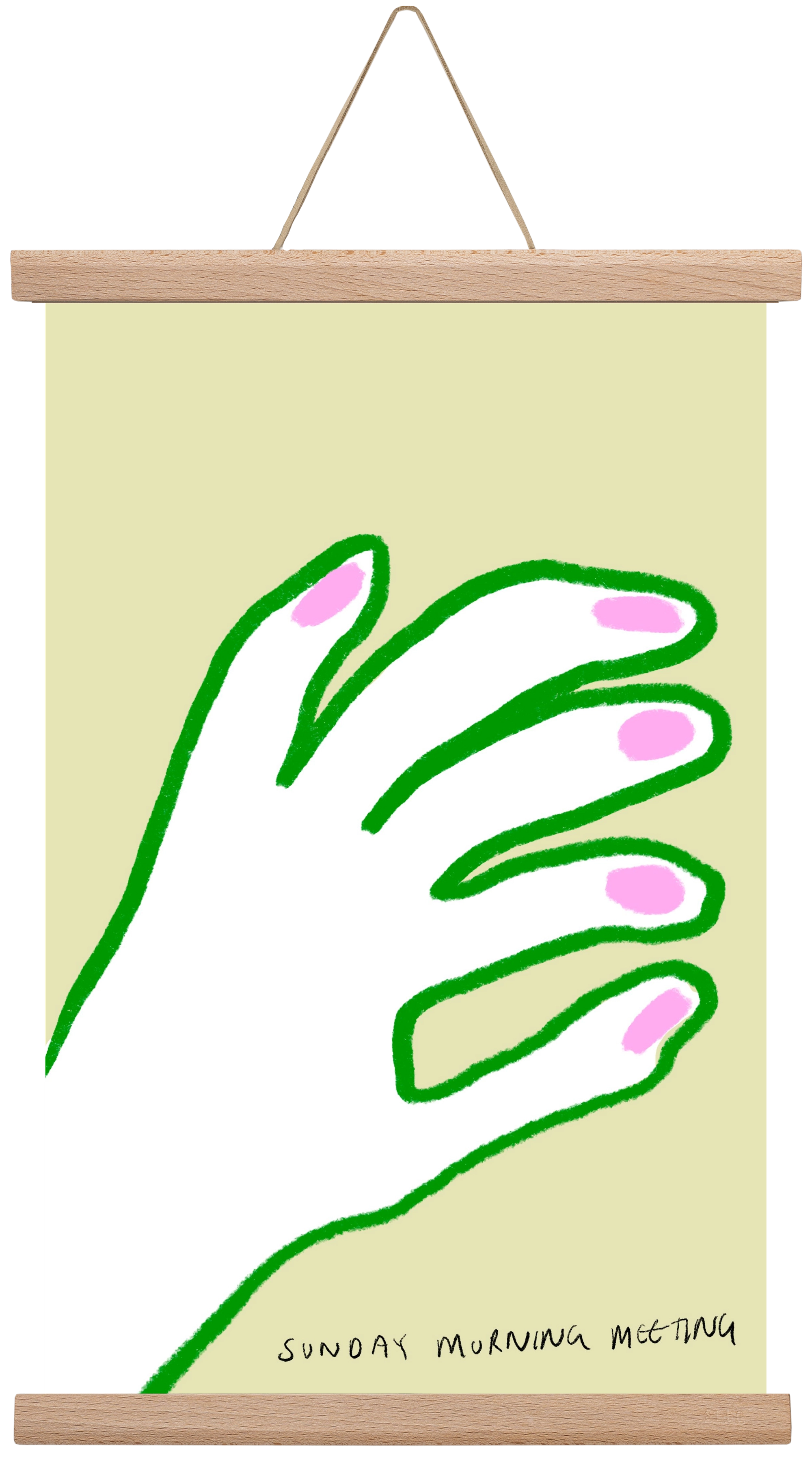 Sunday Morning Meeting, 30x45 cm (30x45 cm), Tölgy akasztó