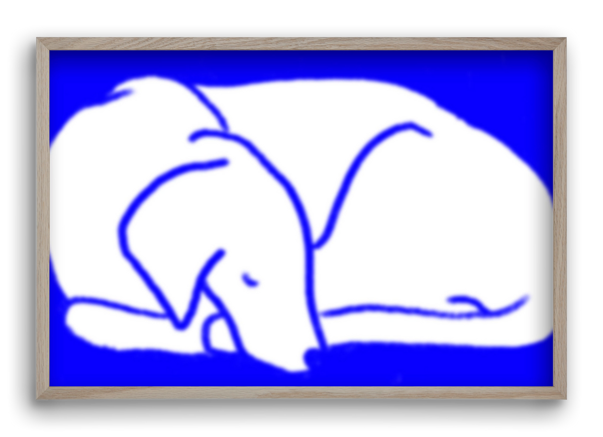 Good Night Blurry Dog, 60x40 cm (60x40 cm), Tölgy keret