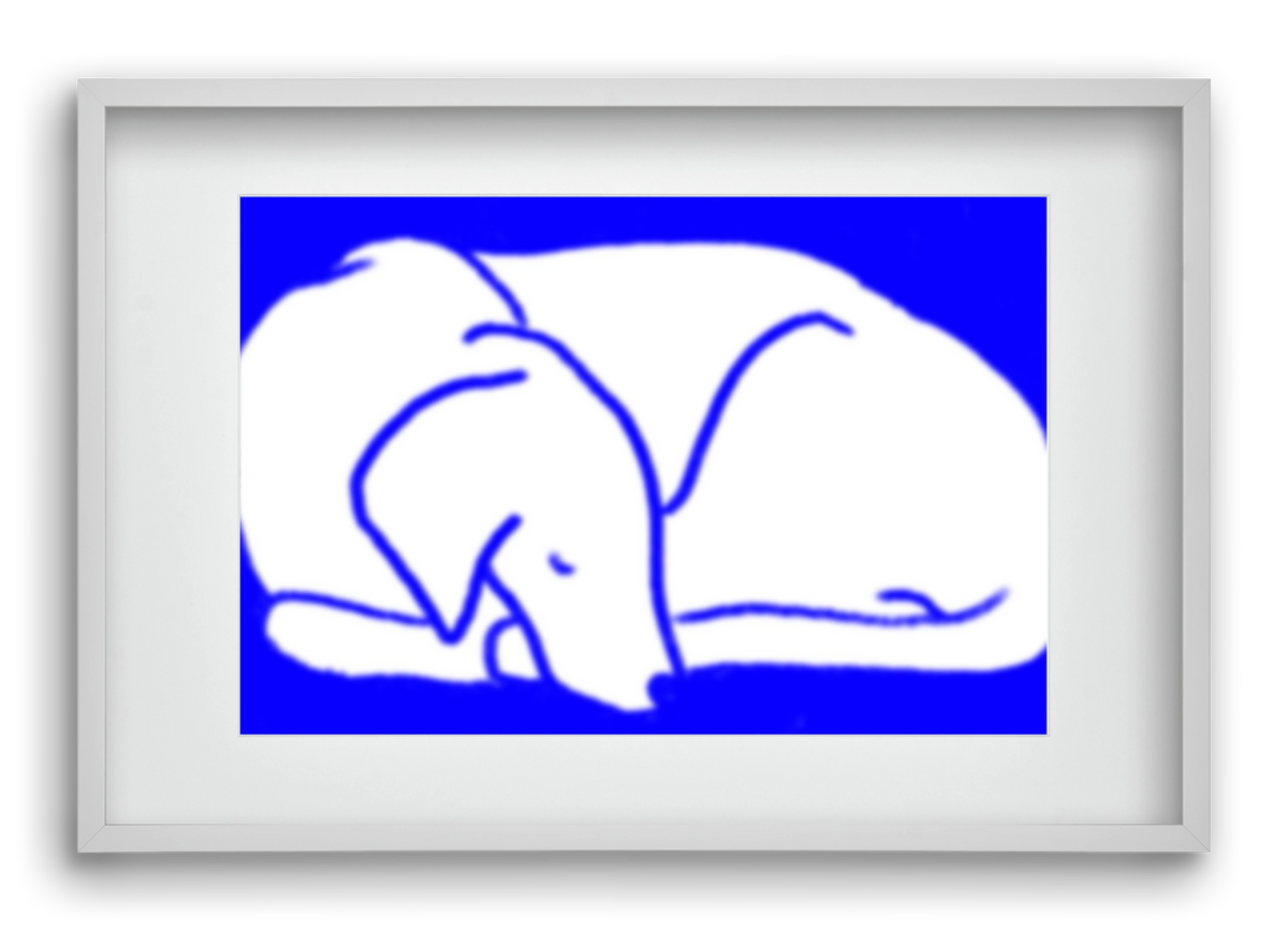 Good Night Blurry Dog, 60x40 cm (45x30 cm), Fehér keret, paszpartuval