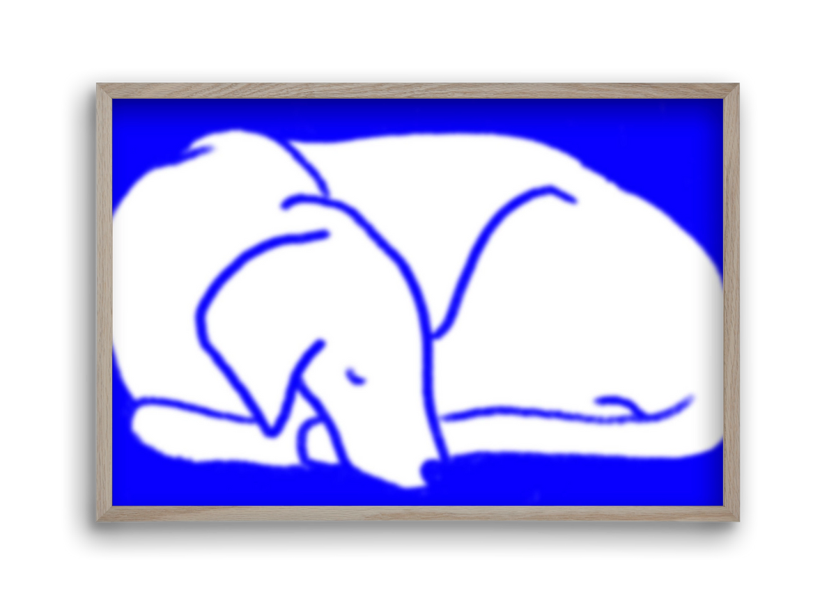 Good Night Blurry Dog, 45x30 cm (45x30 cm), Tölgy keret