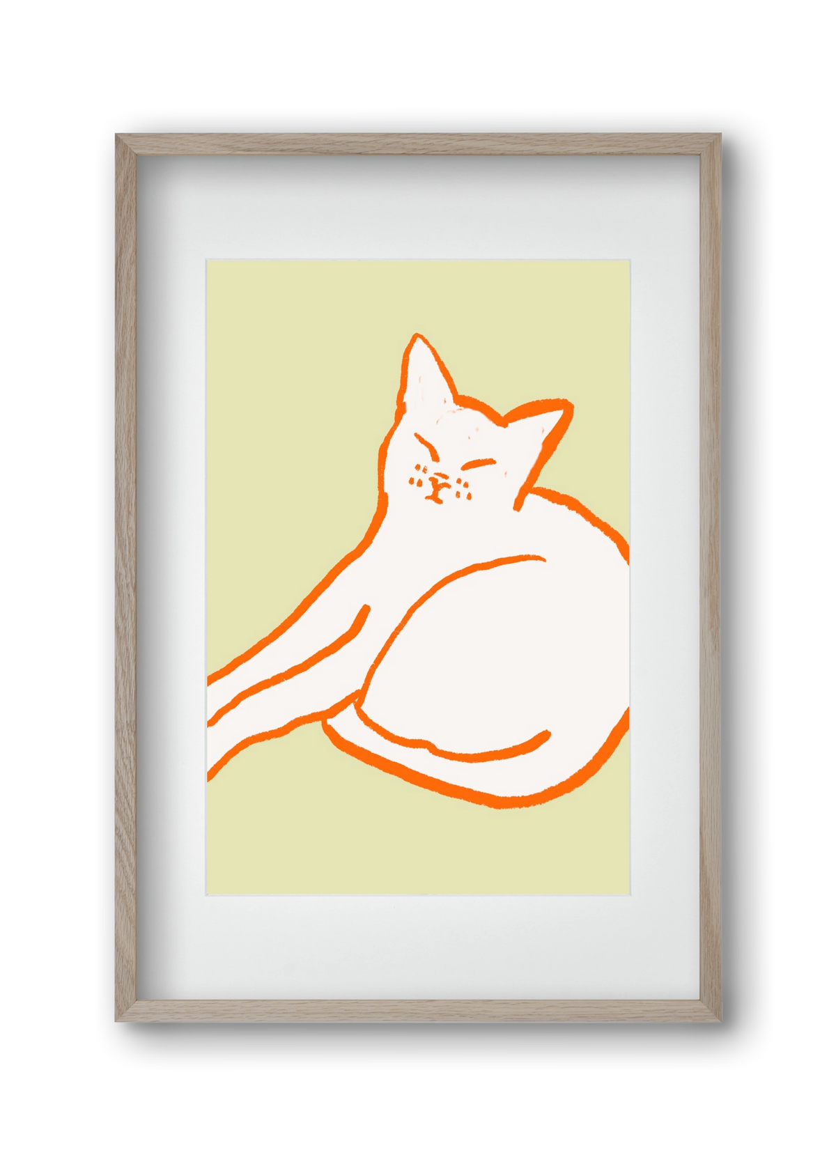 Good Morning Cat, 30x45 cm (20x30 cm), Tölgy keret, paszpartuval