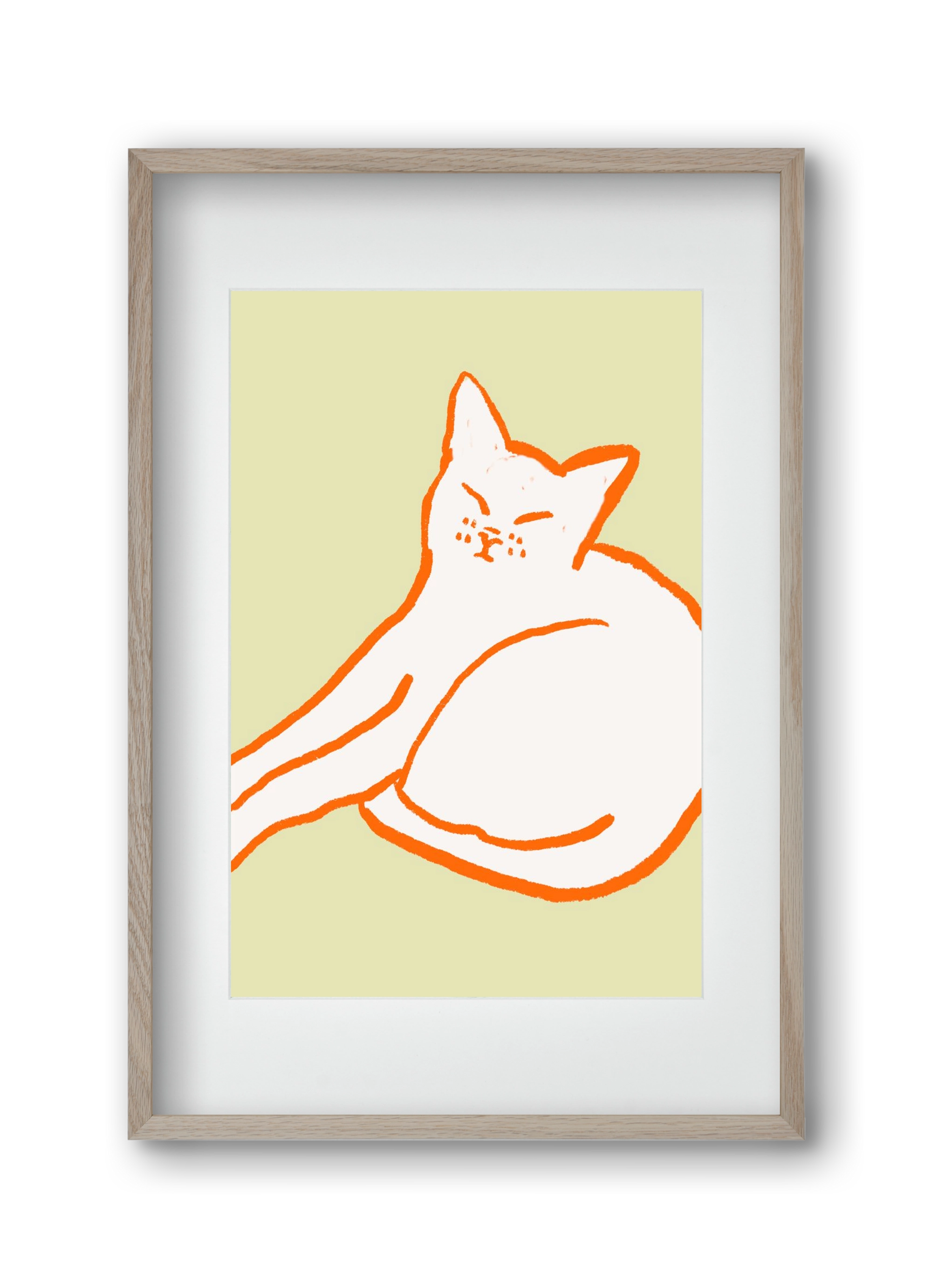 Good Morning Cat, 30x45 cm (20x30 cm), Tölgy keret, paszpartuval