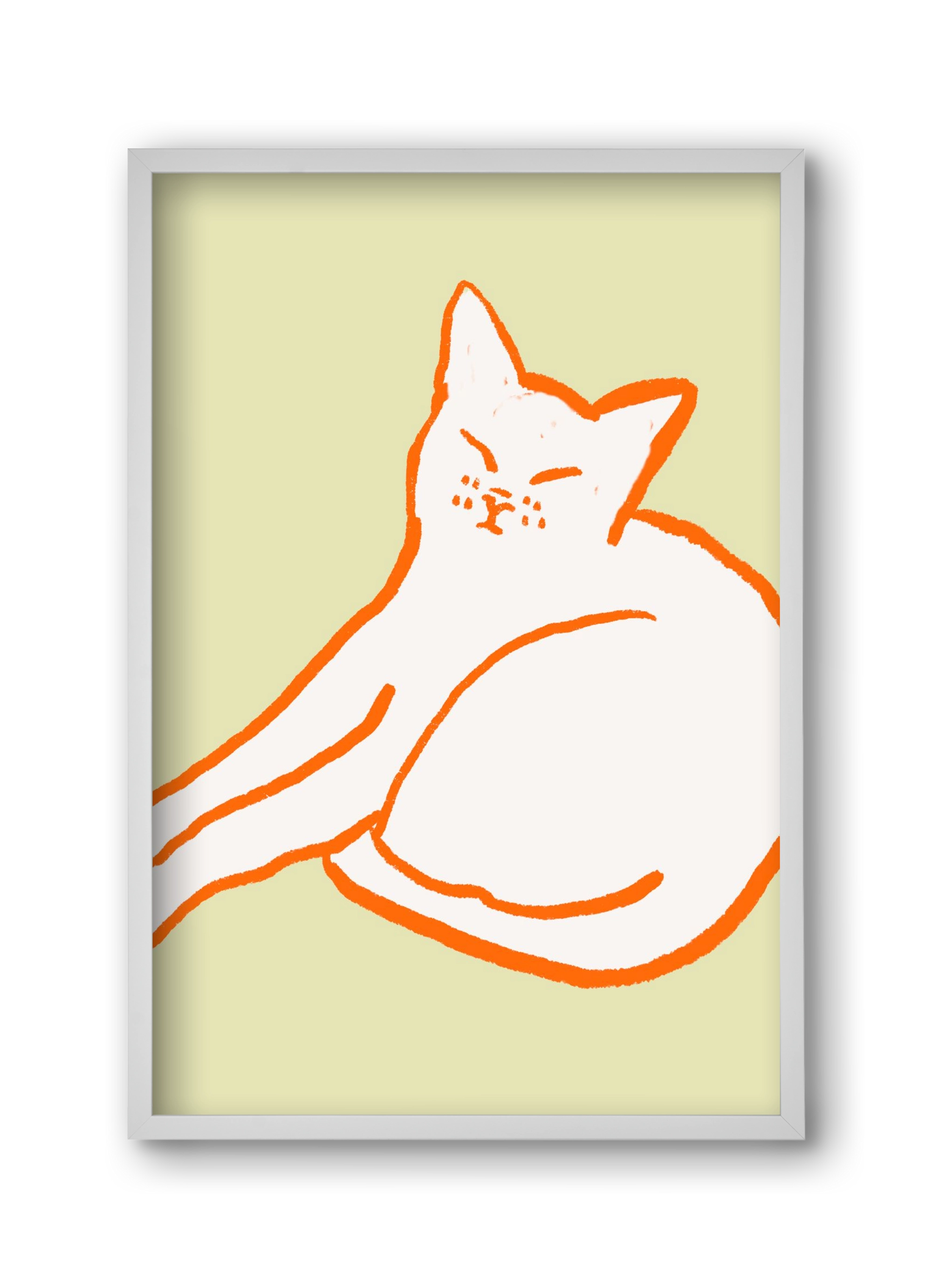 Good Morning Cat, 30x45 cm (30x45 cm), Fehér keret