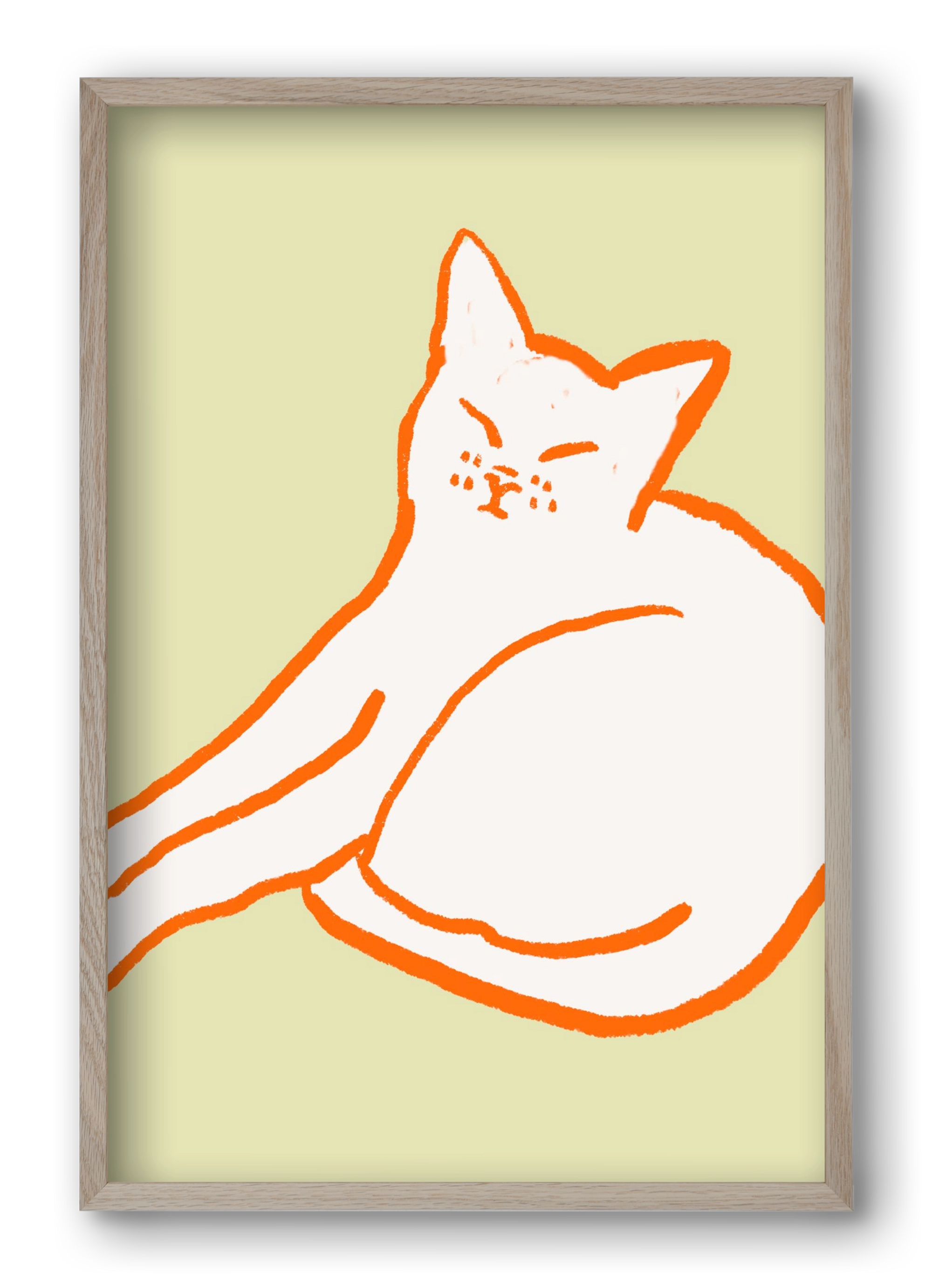 Good Morning Cat, 40x60 cm (40x60 cm), Tölgy keret