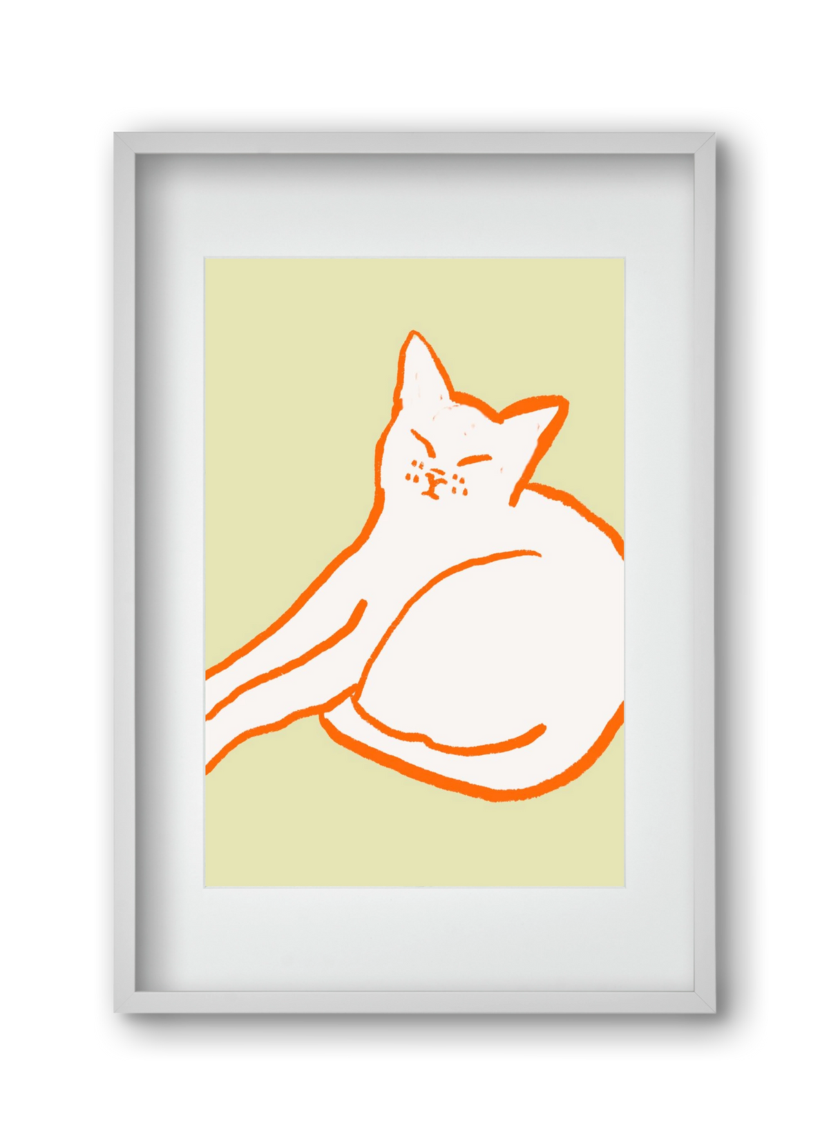 Good Morning Cat, 30x45 cm (20x30 cm), Fehér keret, paszpartuval