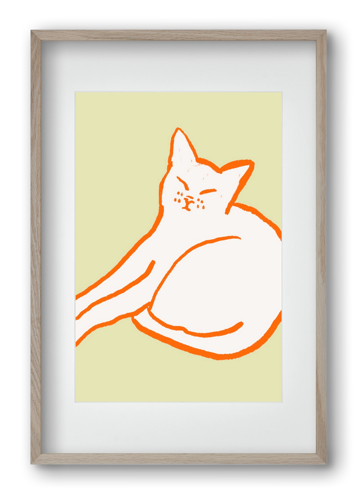 Good Morning Cat, 40x60 cm (30x45 cm), Tölgy keret, paszpartuval