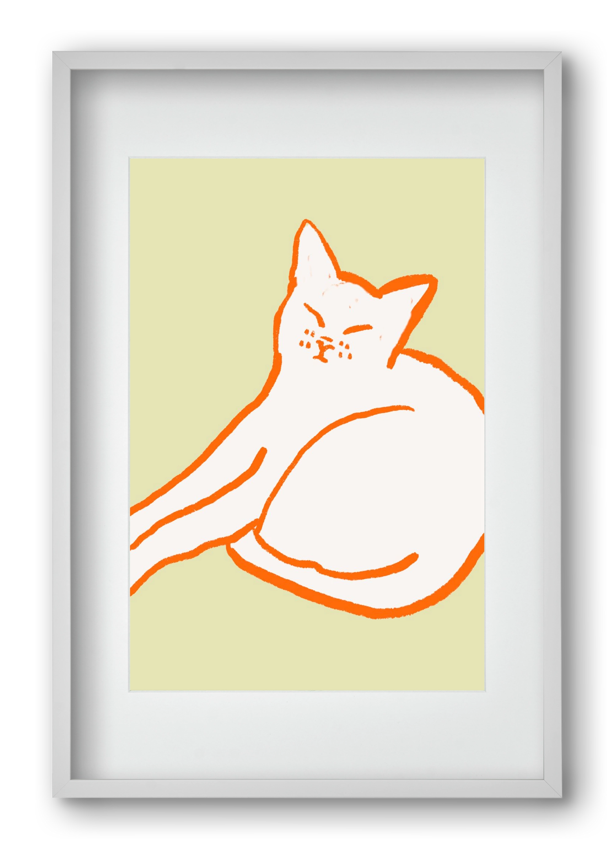 Good Morning Cat, 40x60 cm (30x45 cm), Fehér keret, paszpartuval