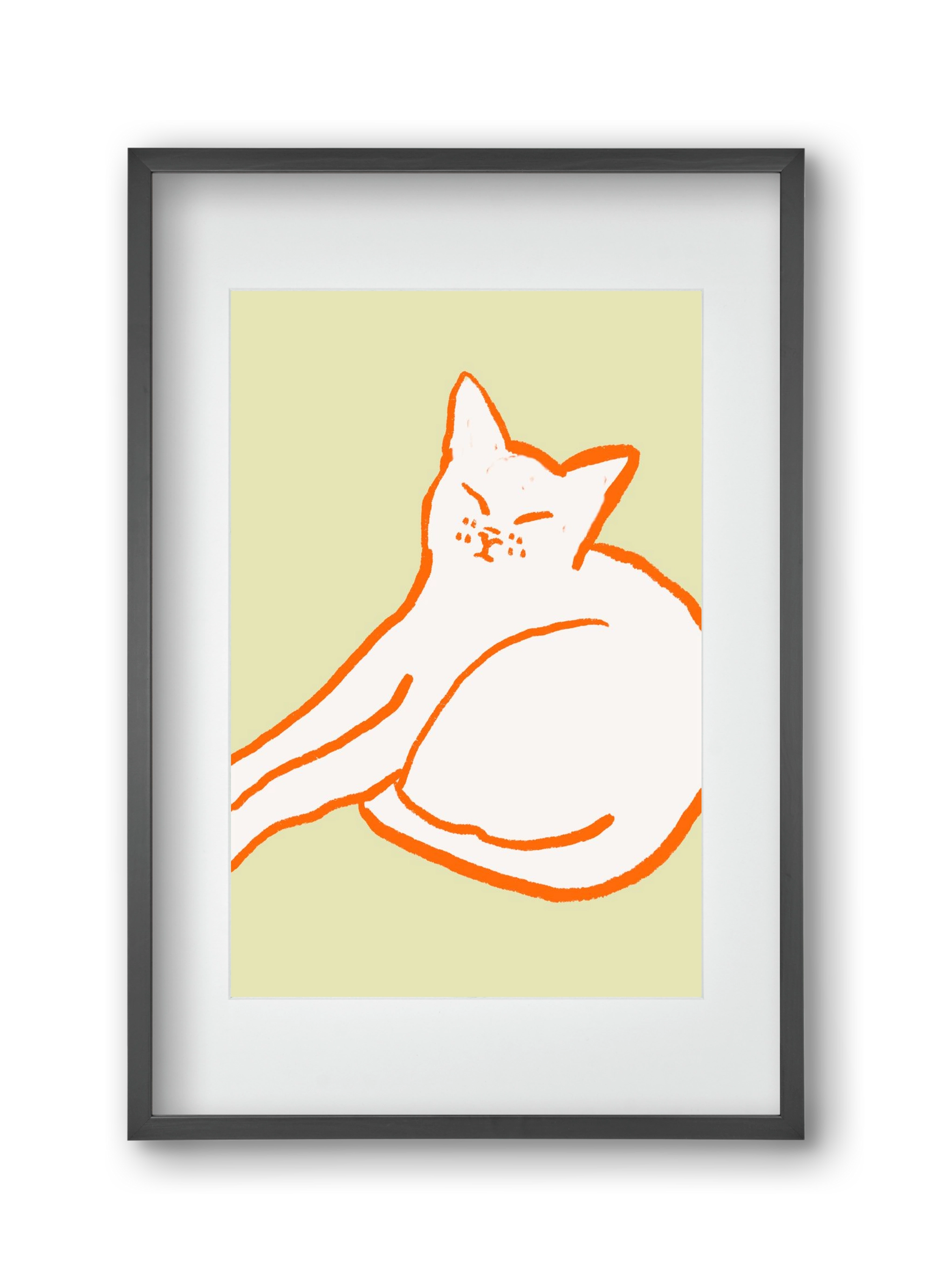 Good Morning Cat, 30x45 cm (20x30 cm), Fekete keret, paszpartuval