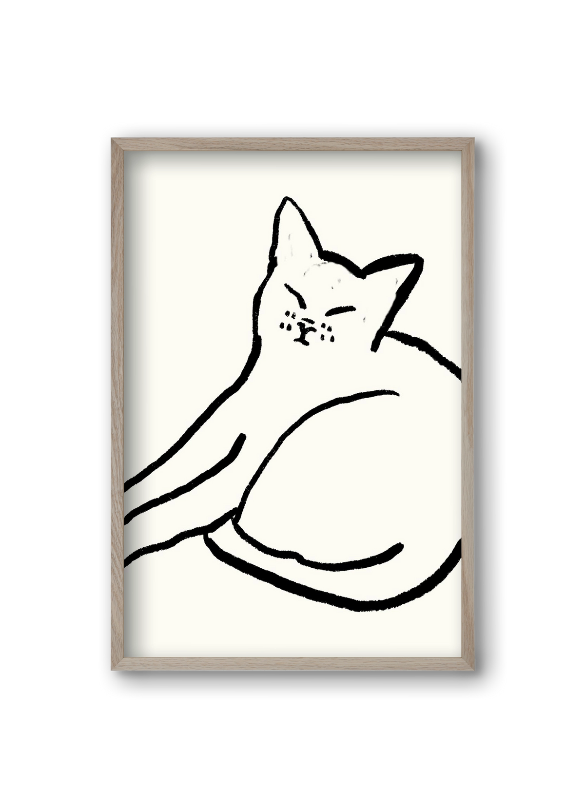 Good Morning Monochrome Cat, 20x30 cm (20x30 cm), Tölgy keret
