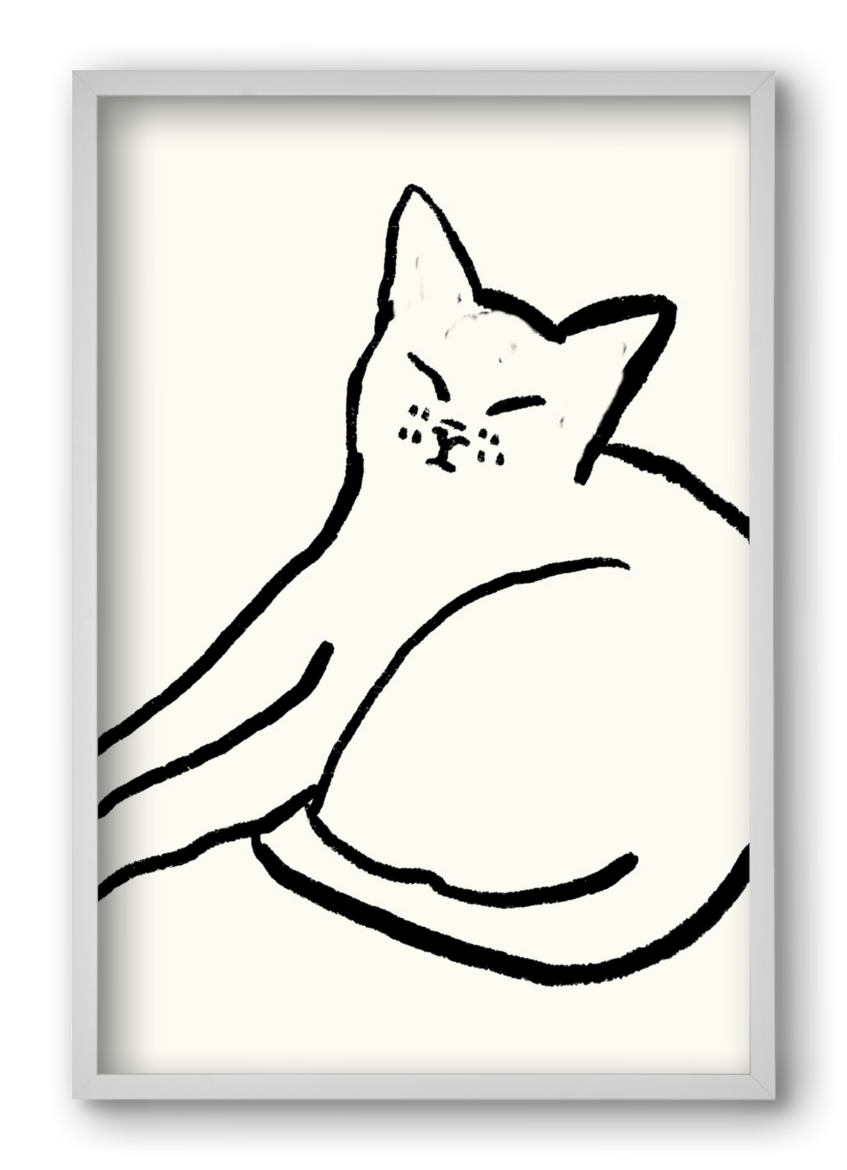 Good Morning Monochrome Cat, 40x60 cm (40x60 cm), Fehér keret