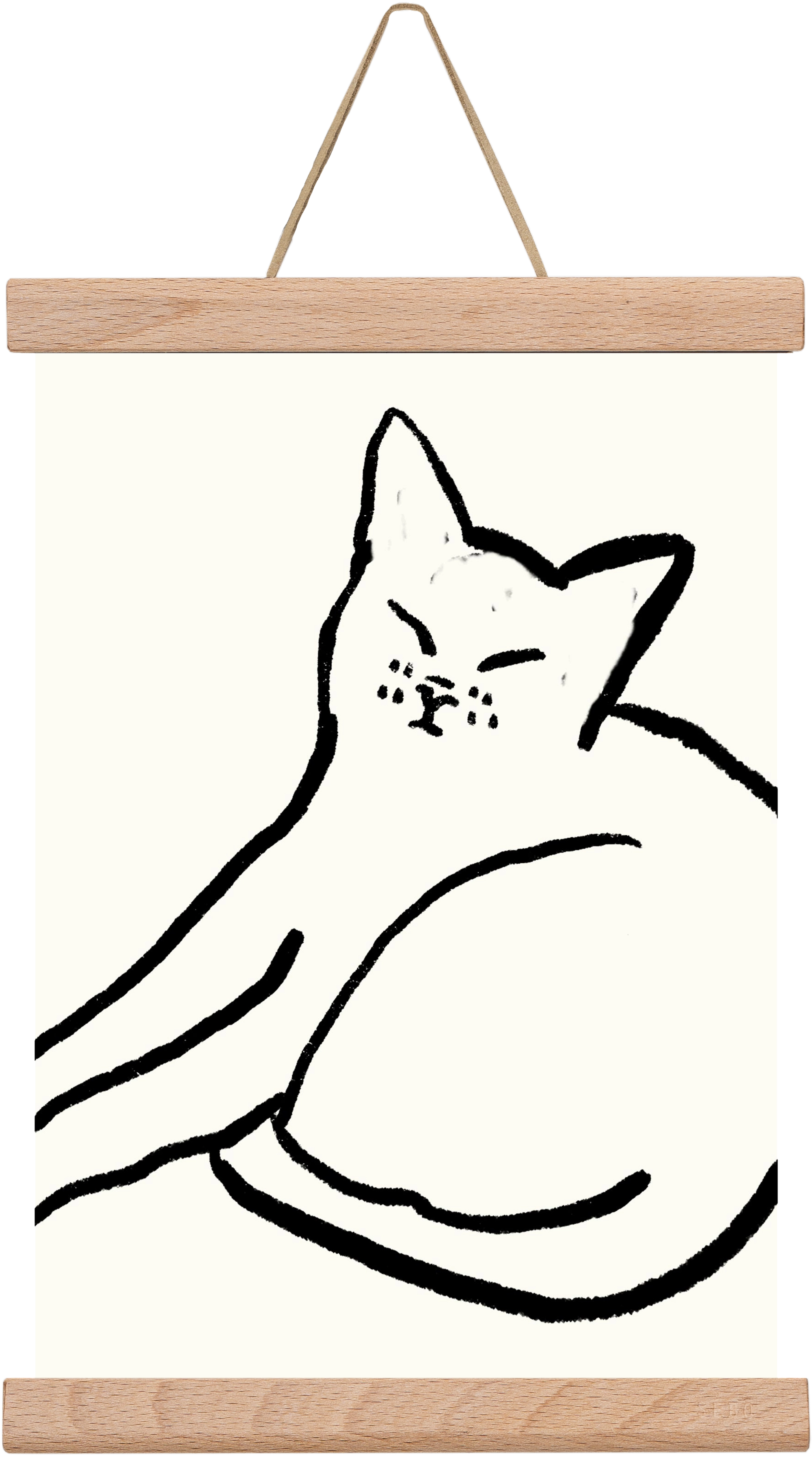 Good Morning Monochrome Cat, 20x30 cm (20x30 cm), Tölgy akasztó