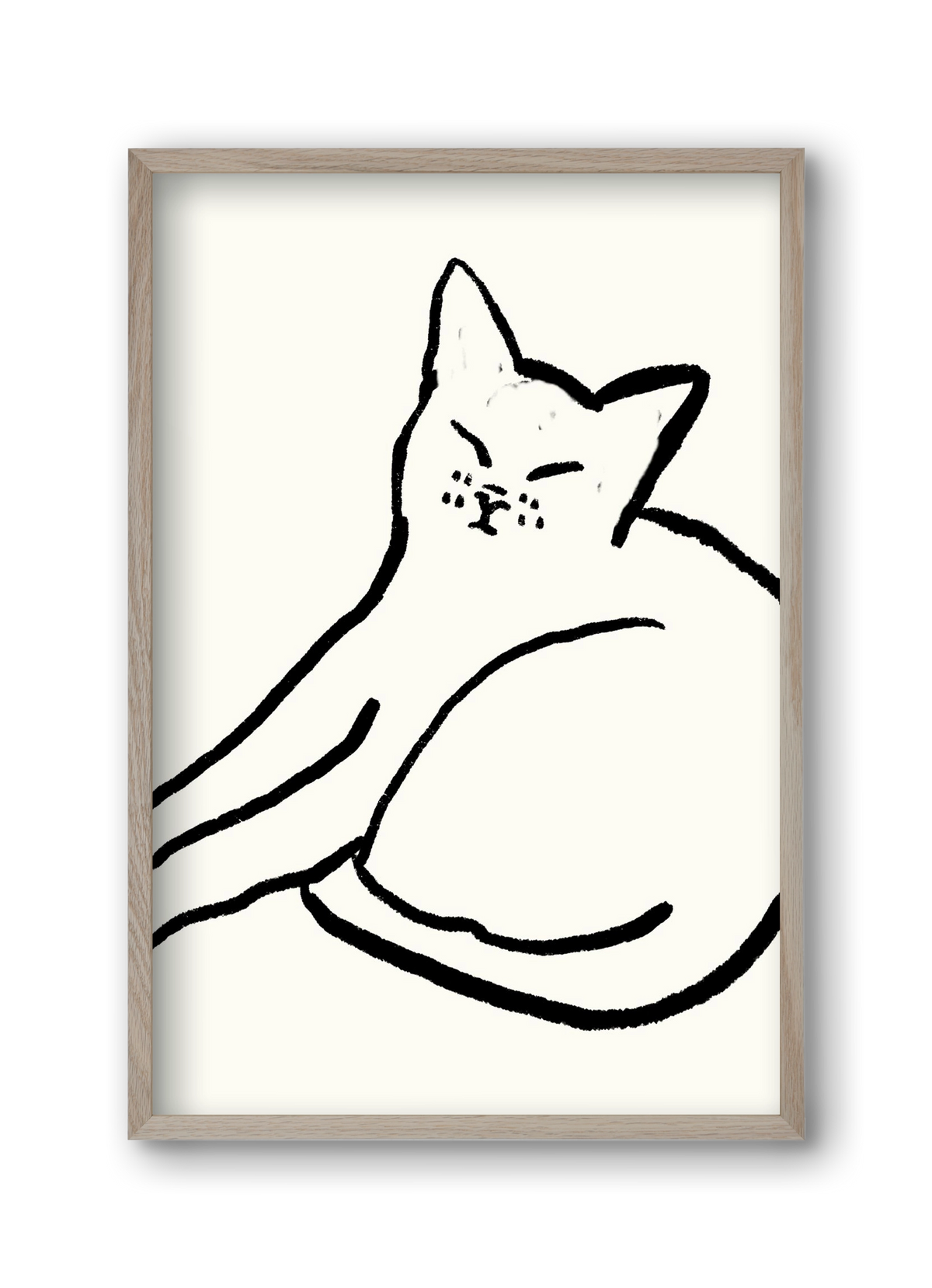 Good Morning Monochrome Cat, 30x45 cm (30x45 cm), Tölgy keret