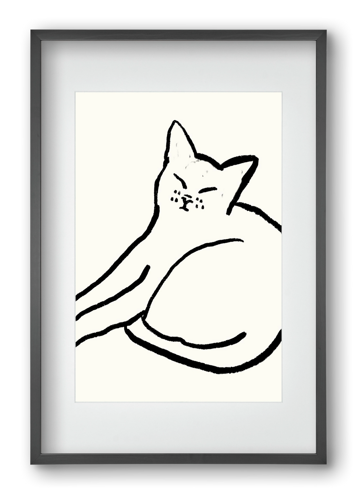 Good Morning Monochrome Cat, 40x60 cm (30x45 cm), Fekete keret, paszpartuval