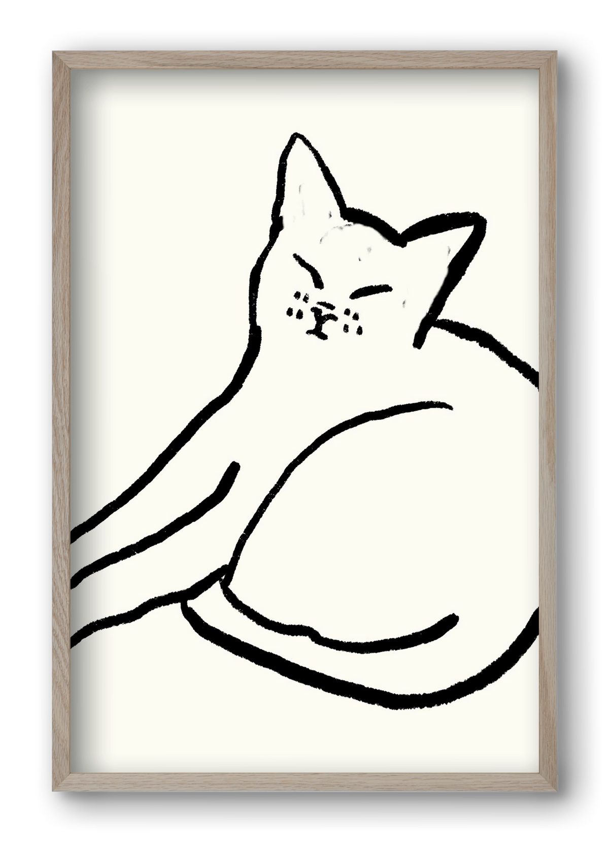 Good Morning Monochrome Cat, 40x60 cm (40x60 cm), Tölgy keret