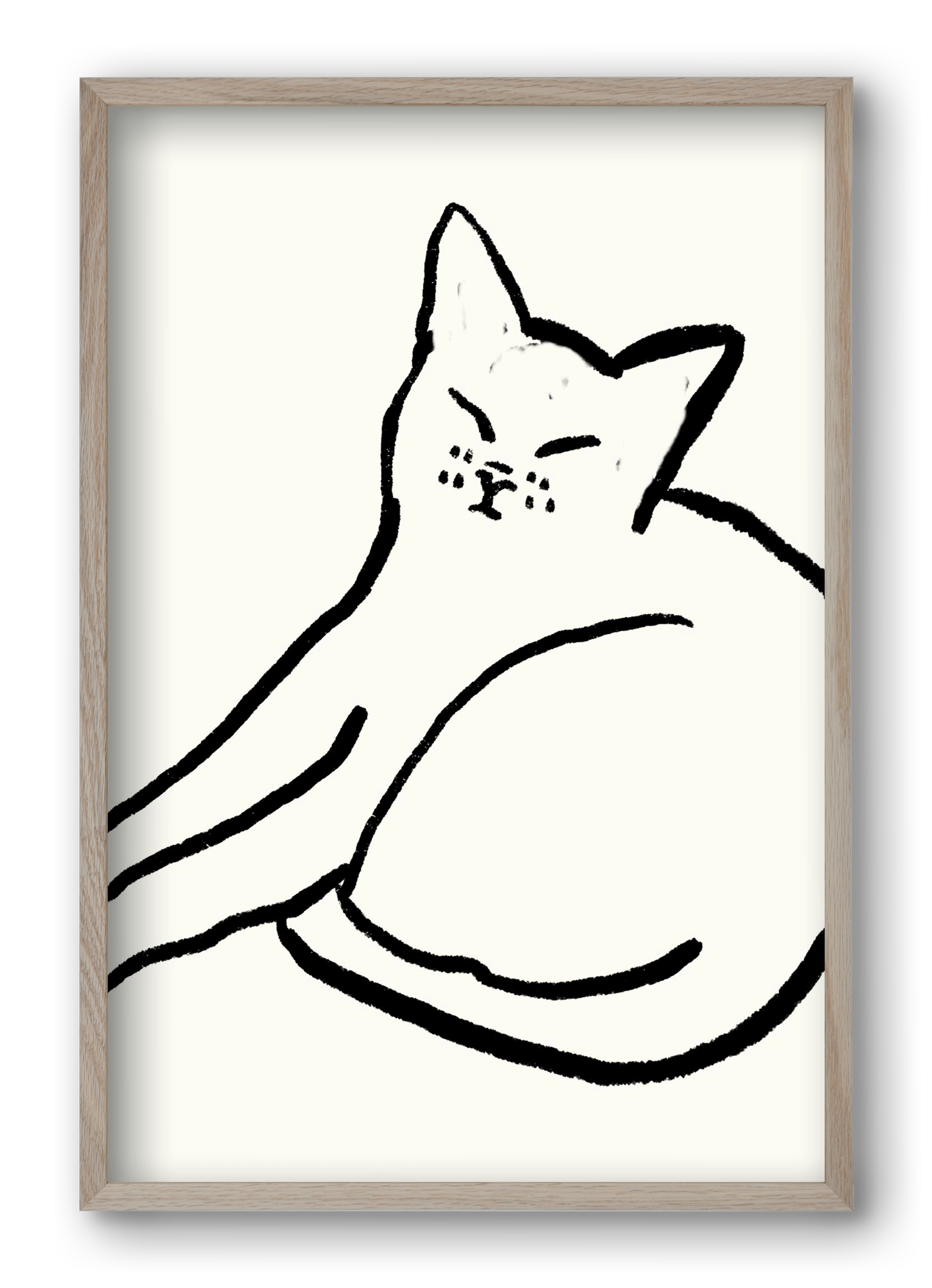 Good Morning Monochrome Cat, 40x60 cm (40x60 cm), Tölgy keret