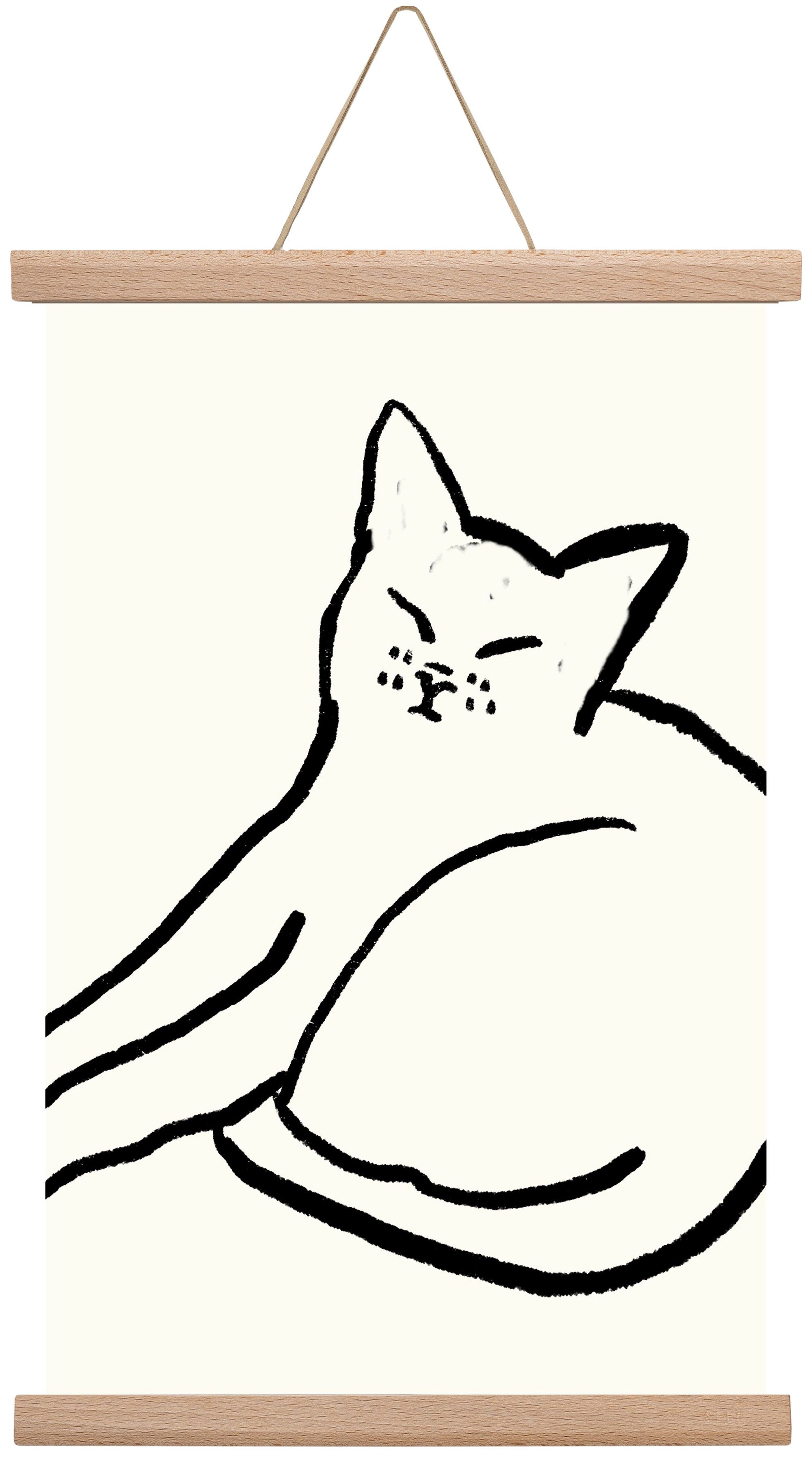 Good Morning Monochrome Cat, 30x45 cm (30x45 cm), Tölgy akasztó