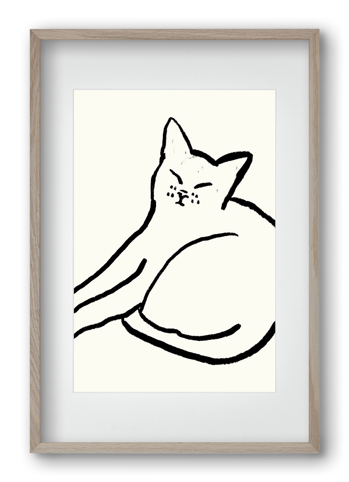 Good Morning Monochrome Cat, 40x60 cm (30x45 cm), Tölgy keret, paszpartuval