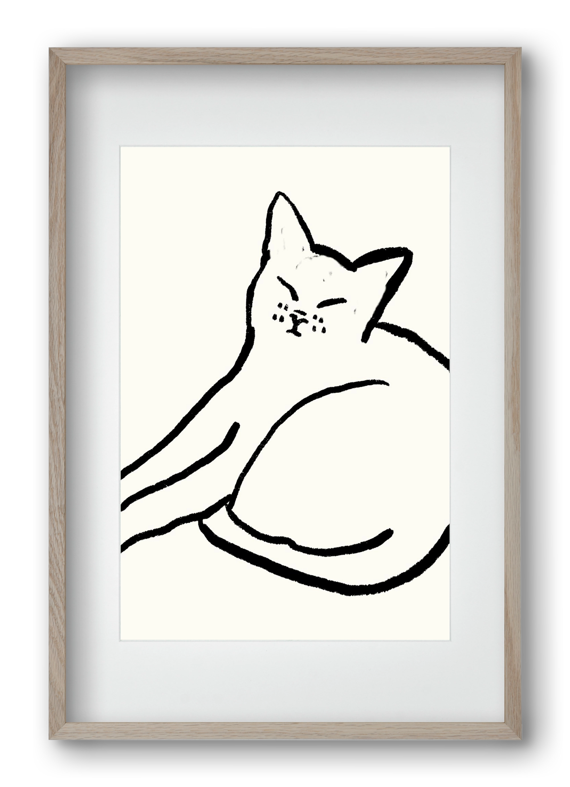 Good Morning Monochrome Cat, 40x60 cm (30x45 cm), Tölgy keret, paszpartuval