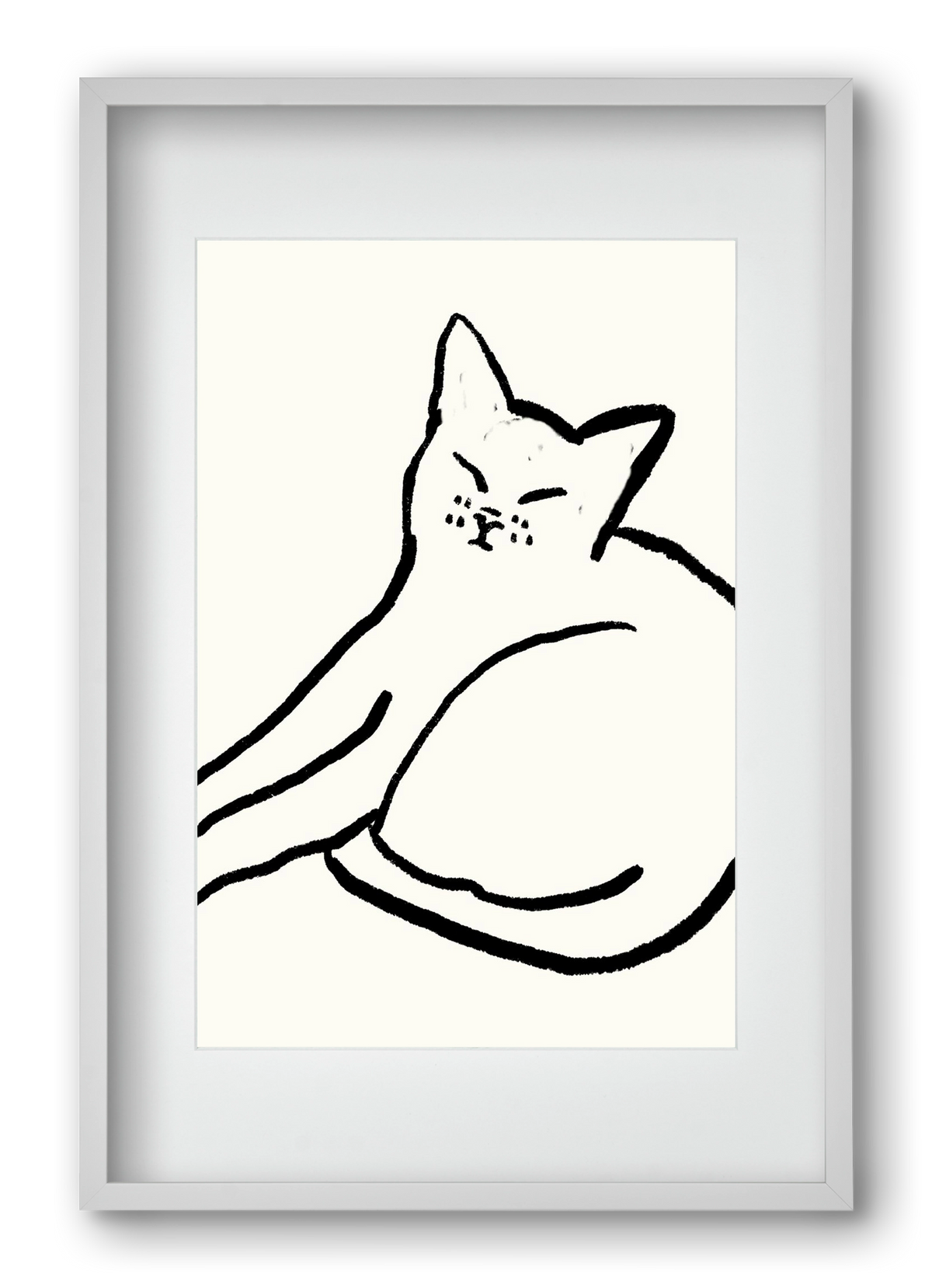Good Morning Monochrome Cat, 40x60 cm (30x45 cm), Fehér keret, paszpartuval