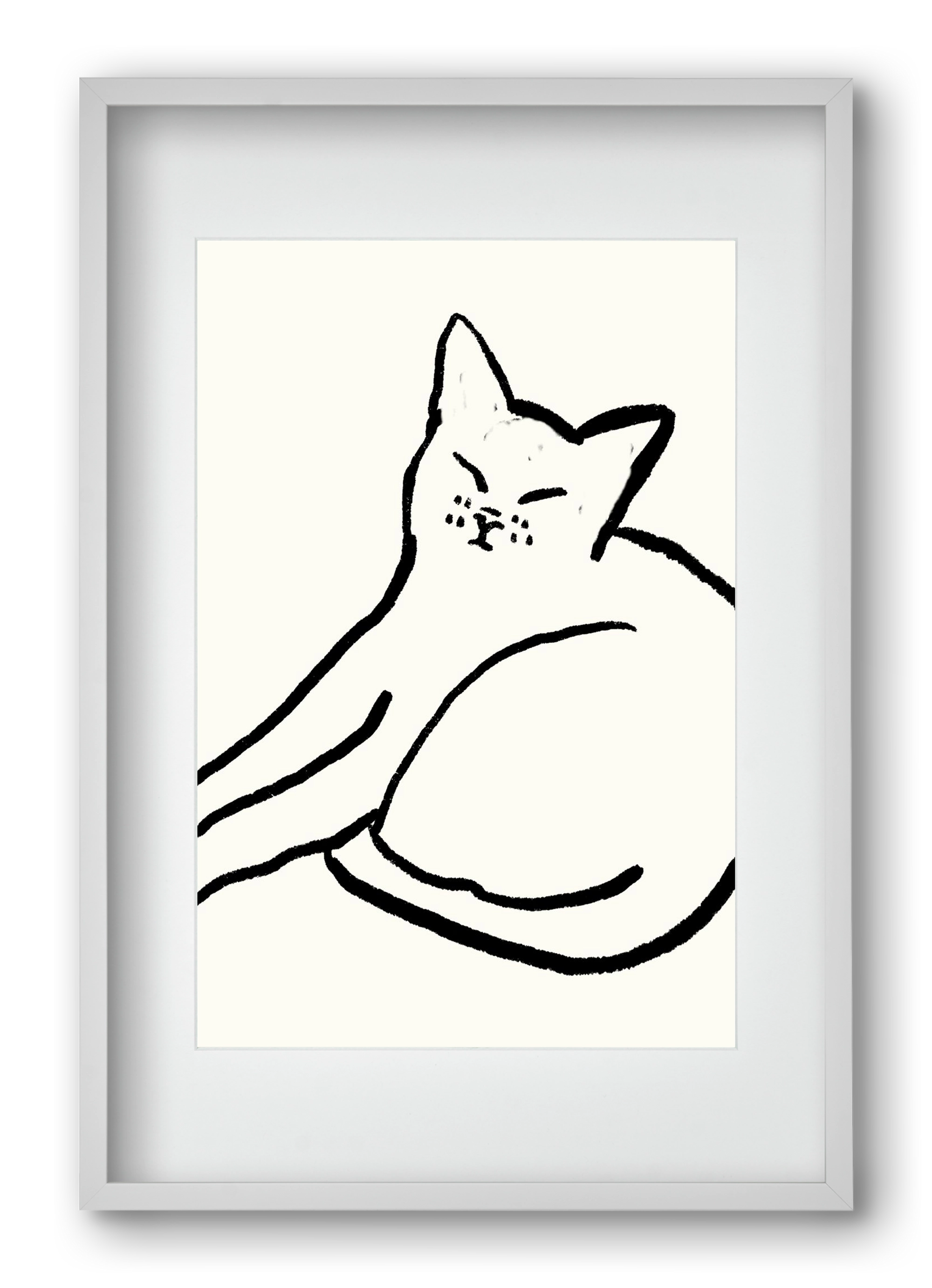 Good Morning Monochrome Cat, 40x60 cm (30x45 cm), Fehér keret, paszpartuval