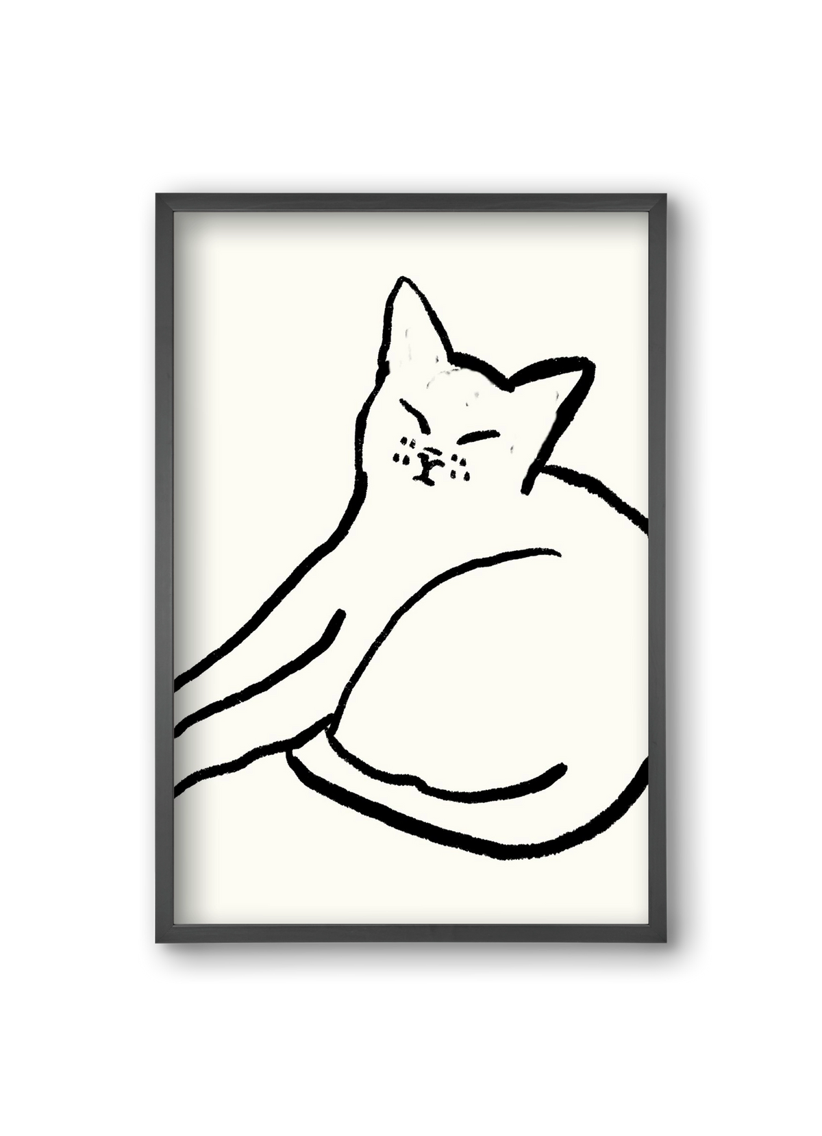Good Morning Monochrome Cat, 20x30 cm (20x30 cm), Fekete keret