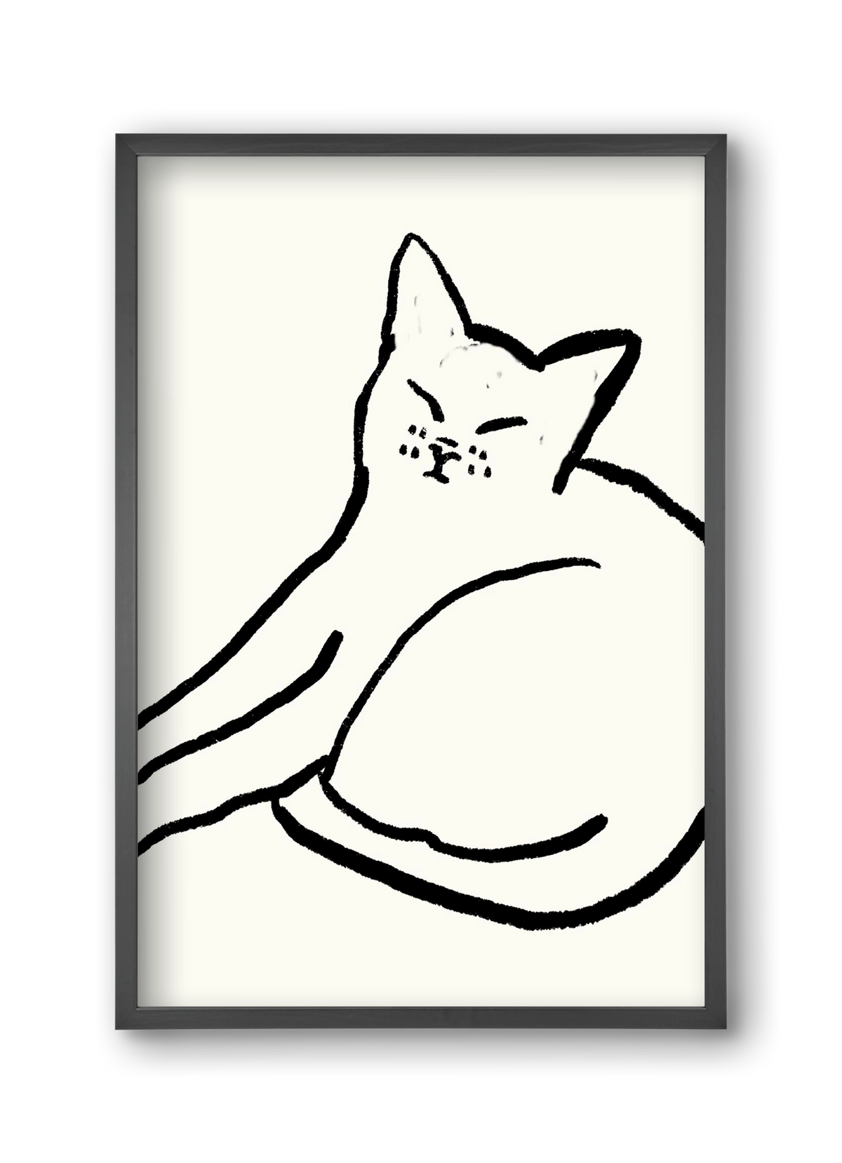 Good Morning Monochrome Cat, 30x45 cm (30x45 cm), Fekete keret