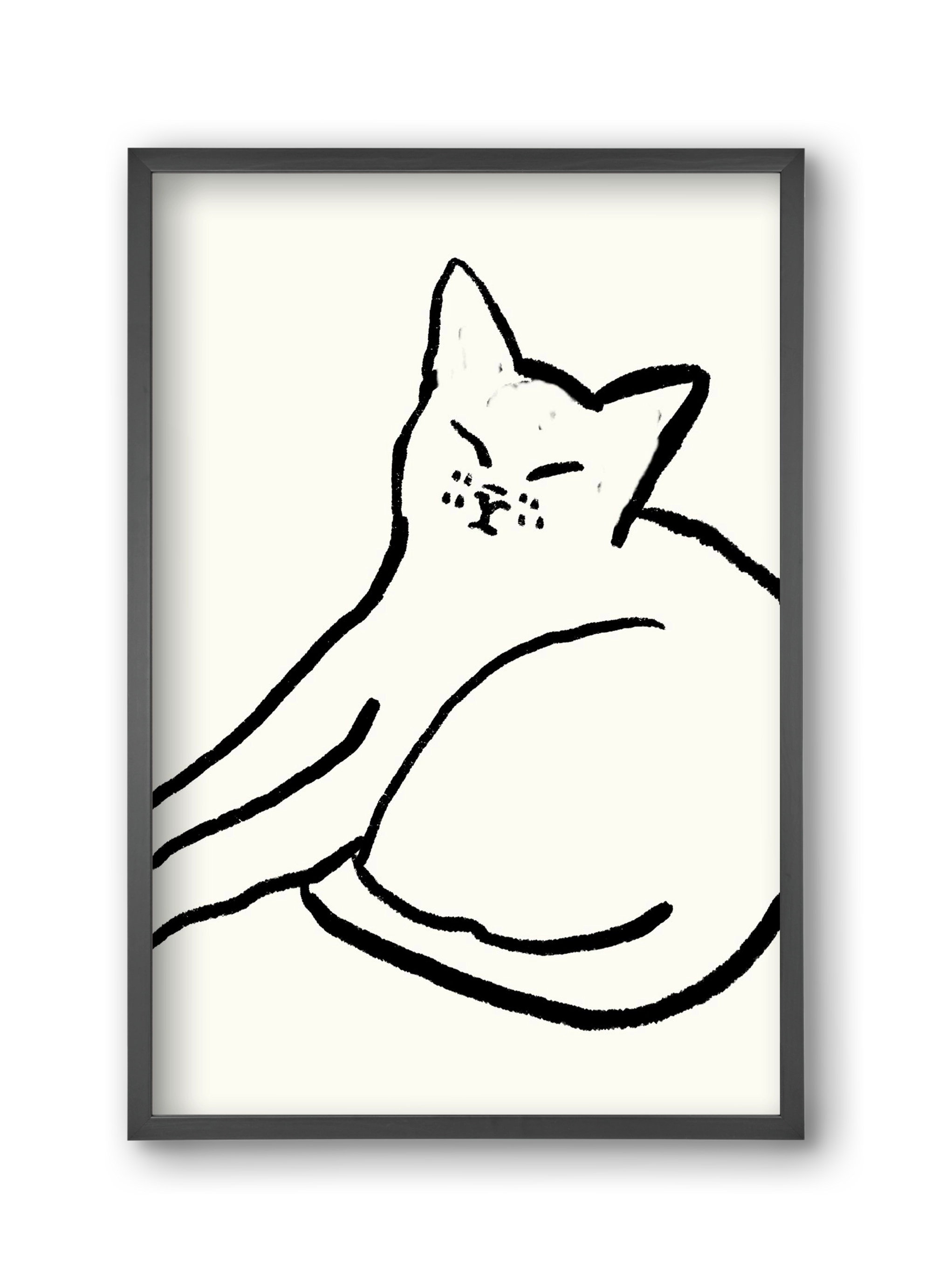 Good Morning Monochrome Cat, 30x45 cm (30x45 cm), Fekete keret